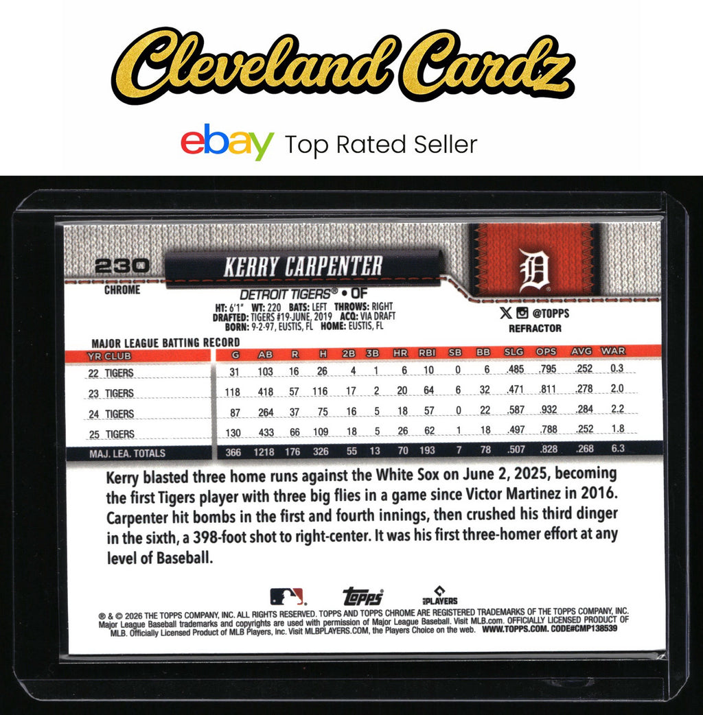 2026 Topps Chrome #230 Kerry Carpenter Refractors