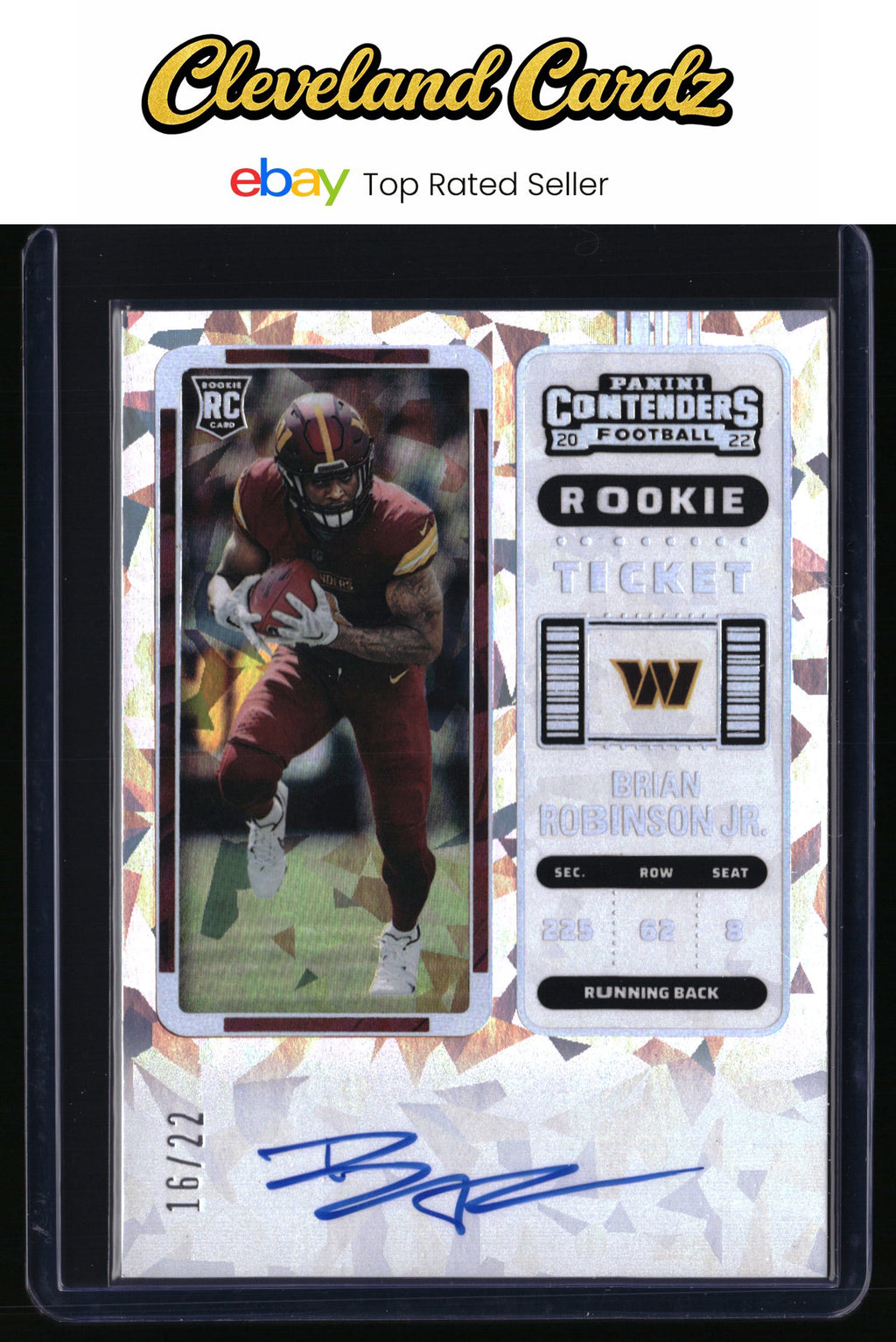 2022 Panini Contenders #106 Brian Robinson Jr. Cracked Ice Ticket #/22