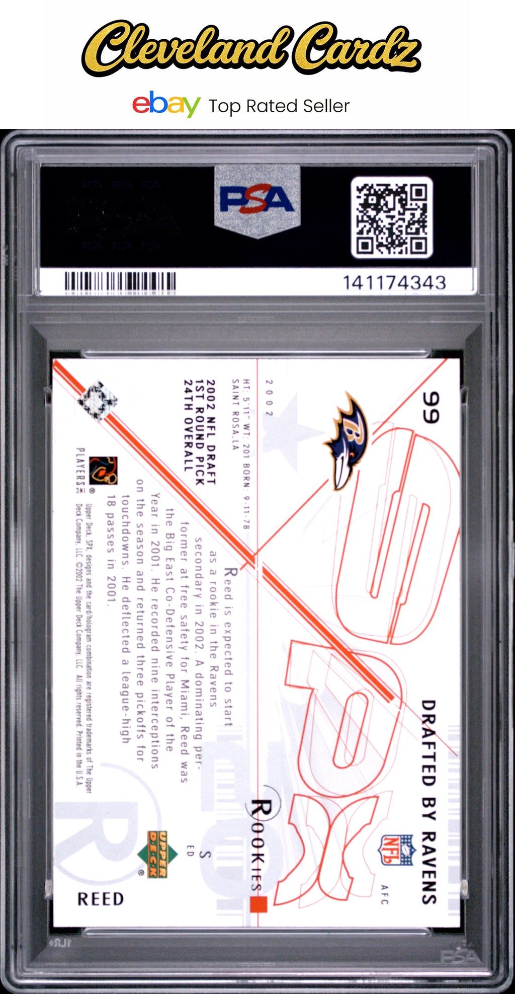 2002 Spx #99 Ed Reed PSA 8