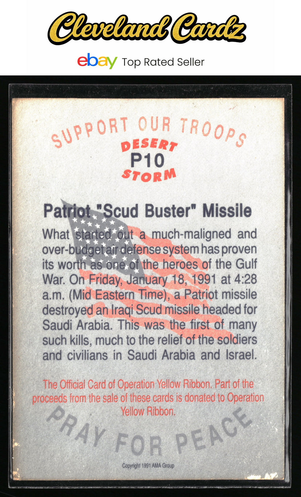 1991 AMA Group Desert Storm Operation YR #P10 Patriot Missle Scud Buster!