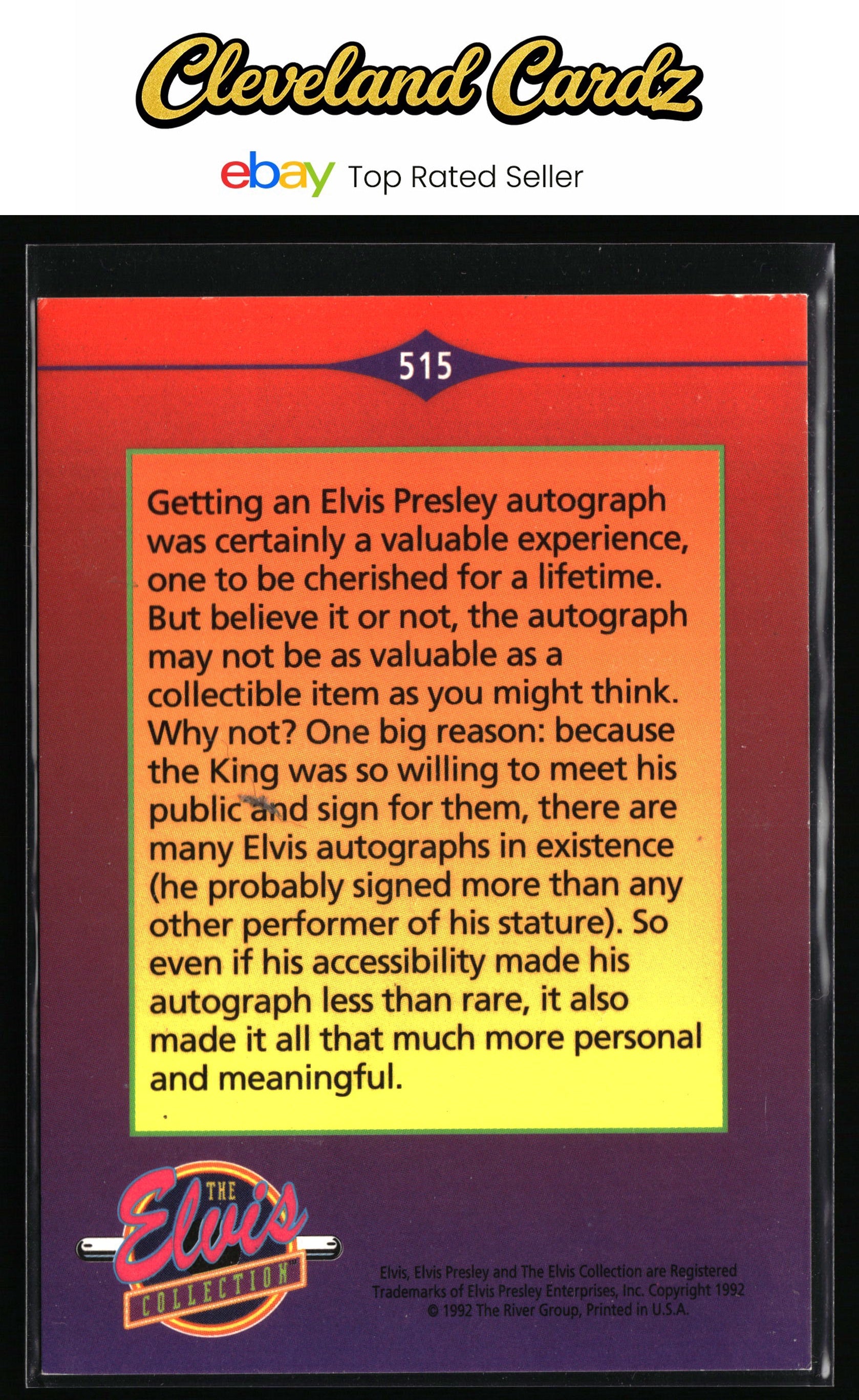 1992 The River Gr. The Elvis Collection #515 Getting an Elvis Presley auto....
