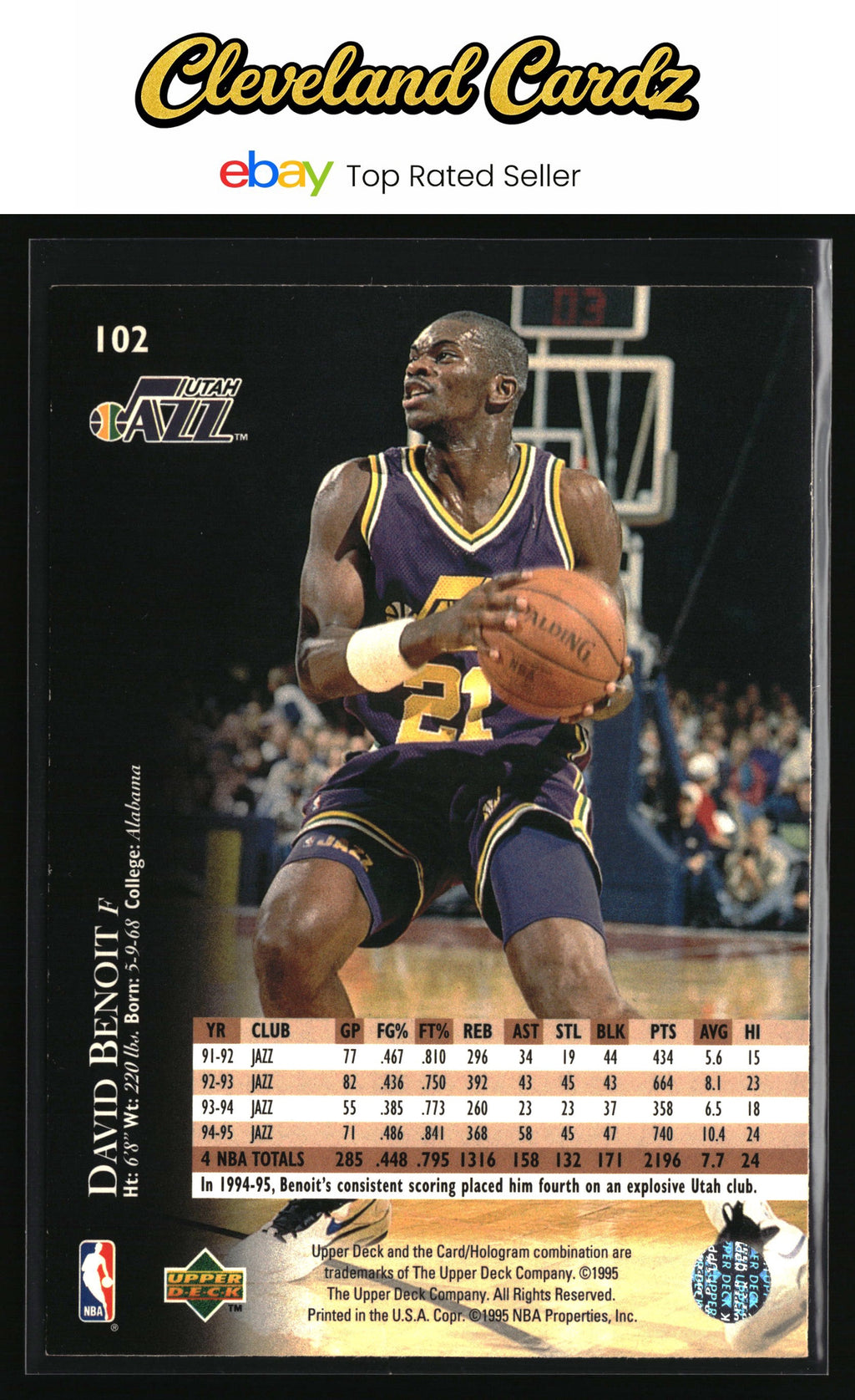 1995-96 Upper Deck #102 David Benoit Electric Court