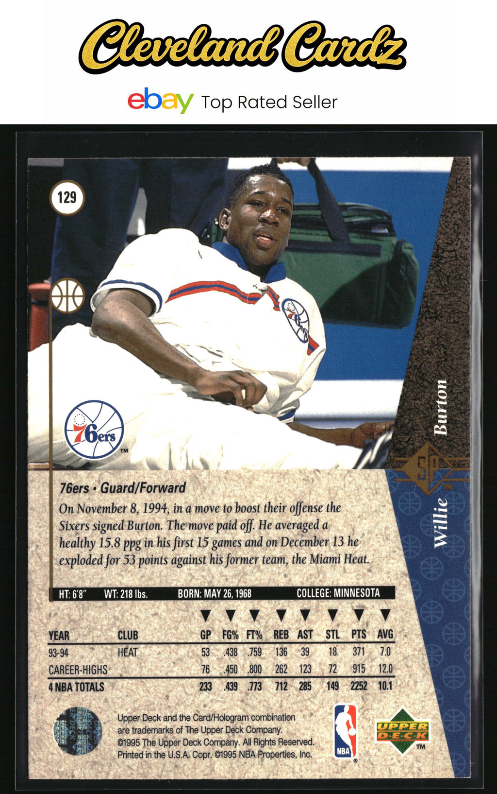 1994-95 SP #129 Willie Burton