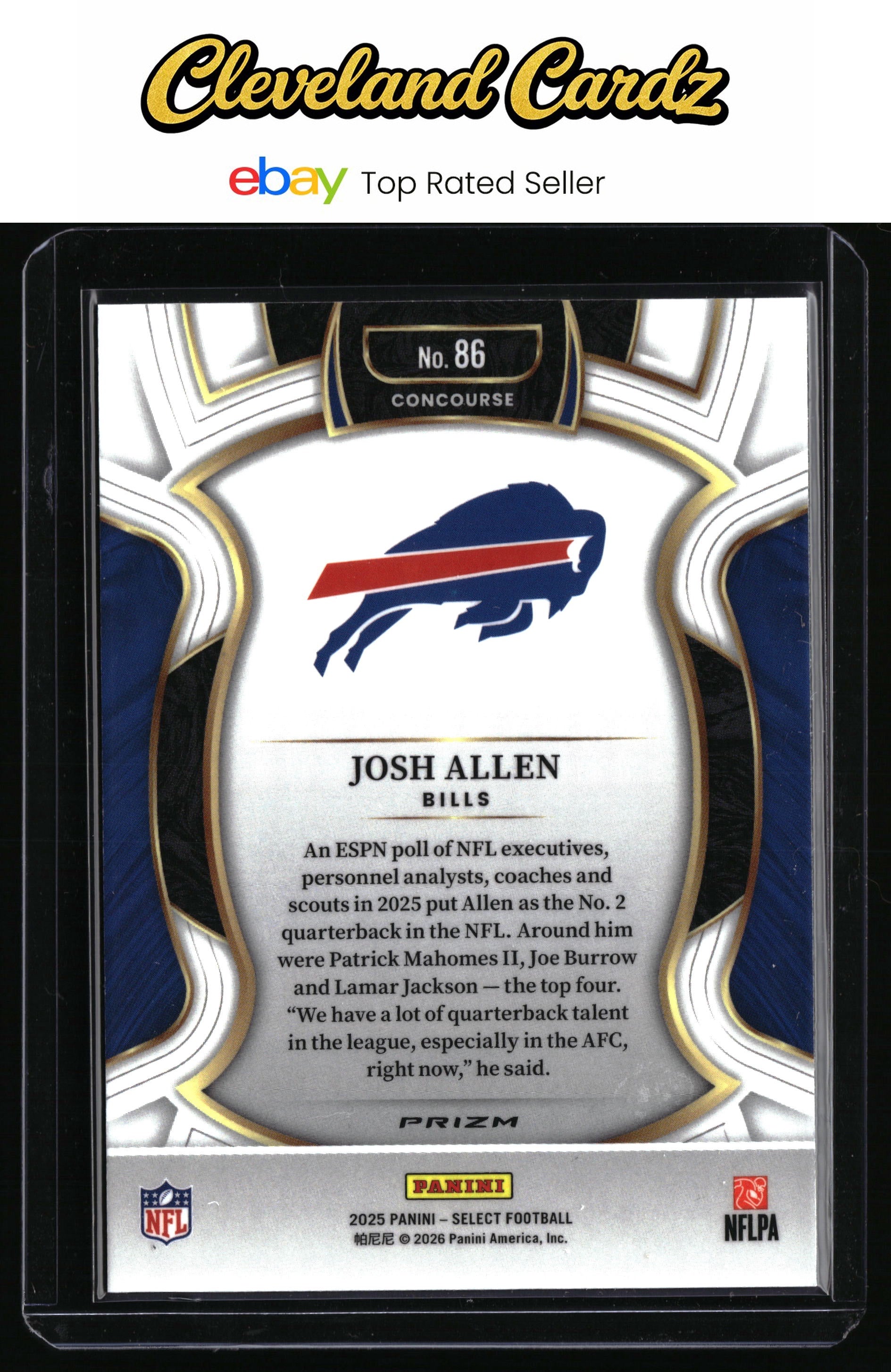 2025 Panini Select #86 Josh Allen Pink Prizm Shock