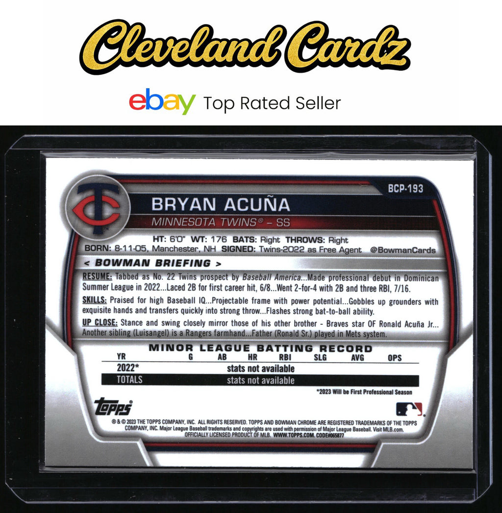 2023 Bowman Chrome #BCP-193 Bryan Acuña Prospects Shimmer Refractor