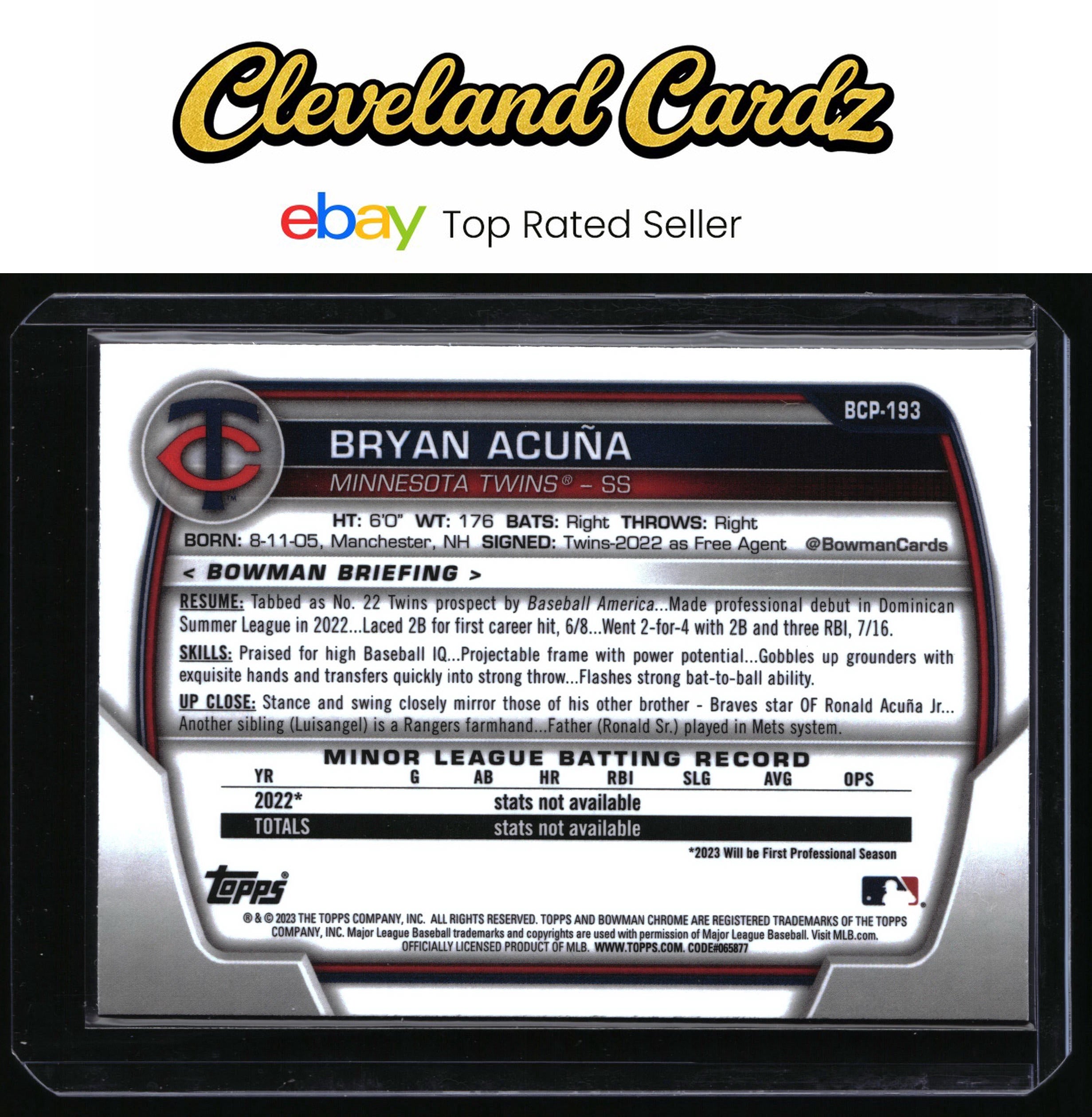 2023 Bowman Chrome #BCP-193 Bryan Acuña Prospects Shimmer Refractor