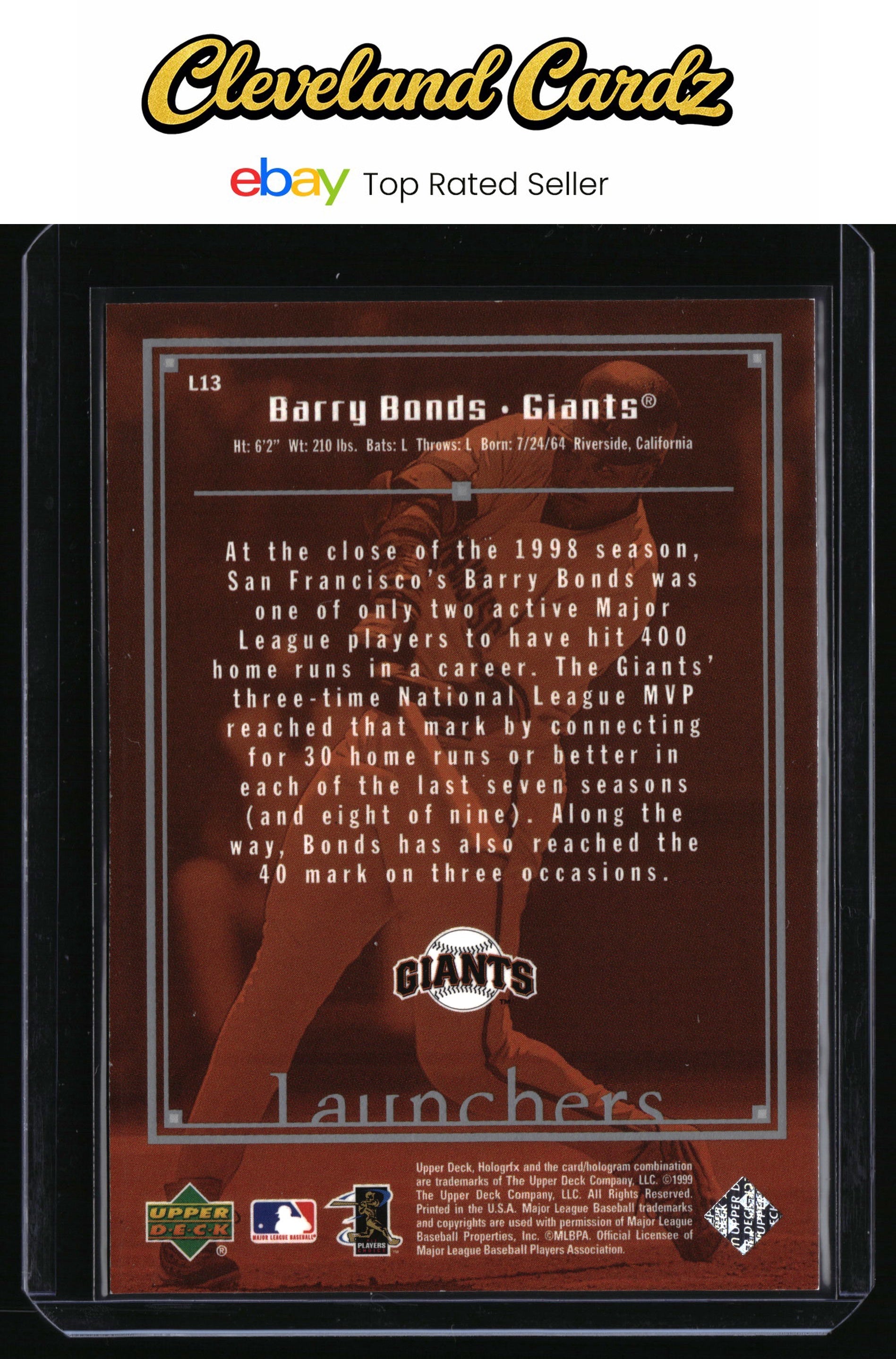 1999 Upper Deck HoloGrFX #L13 Barry Bonds Launchers