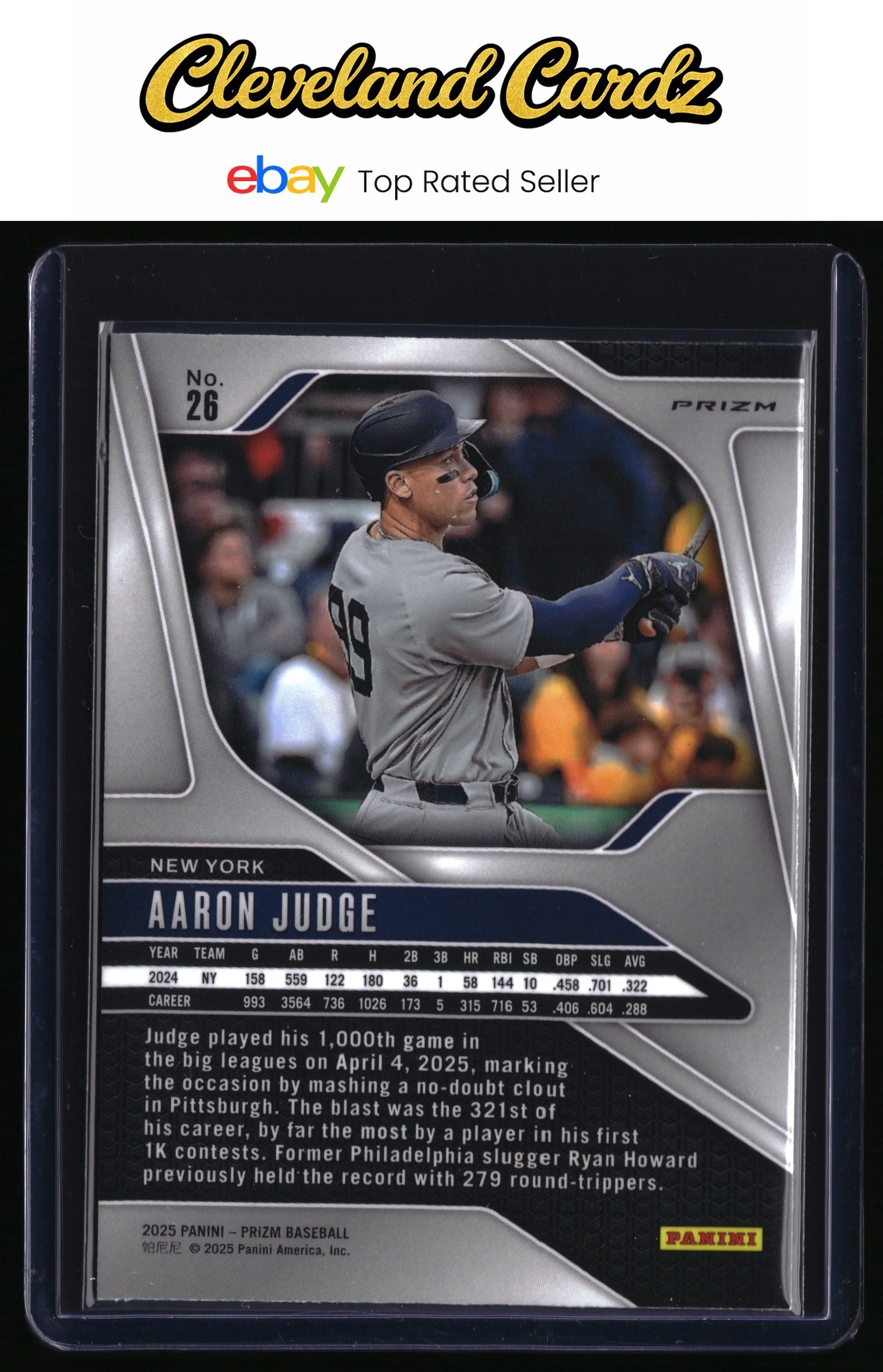2025 Panini Prizm #26 Aaron Judge Blue Ice Prizms