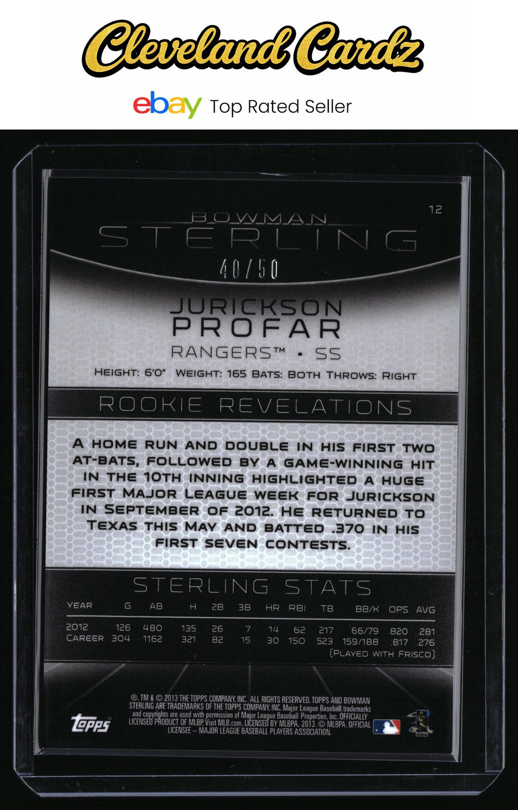 2013 Bowman Sterling #12 Jurickson Profar Gold Refractors #/50