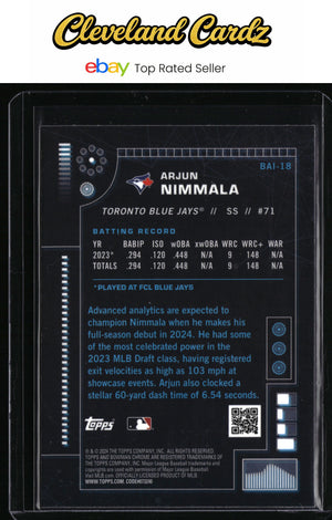 2024 Bowman #BAI-18 Arjun Nimmala Bowman A.I.
