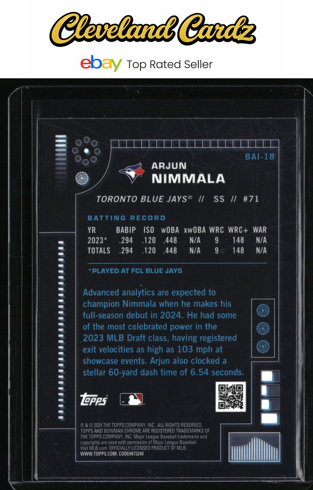 2024 Bowman #BAI-18 Arjun Nimmala Bowman A.I.