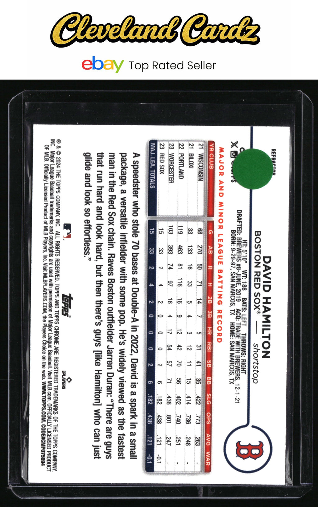 2024 Topps Chrome #49 David Hamilton Refractors