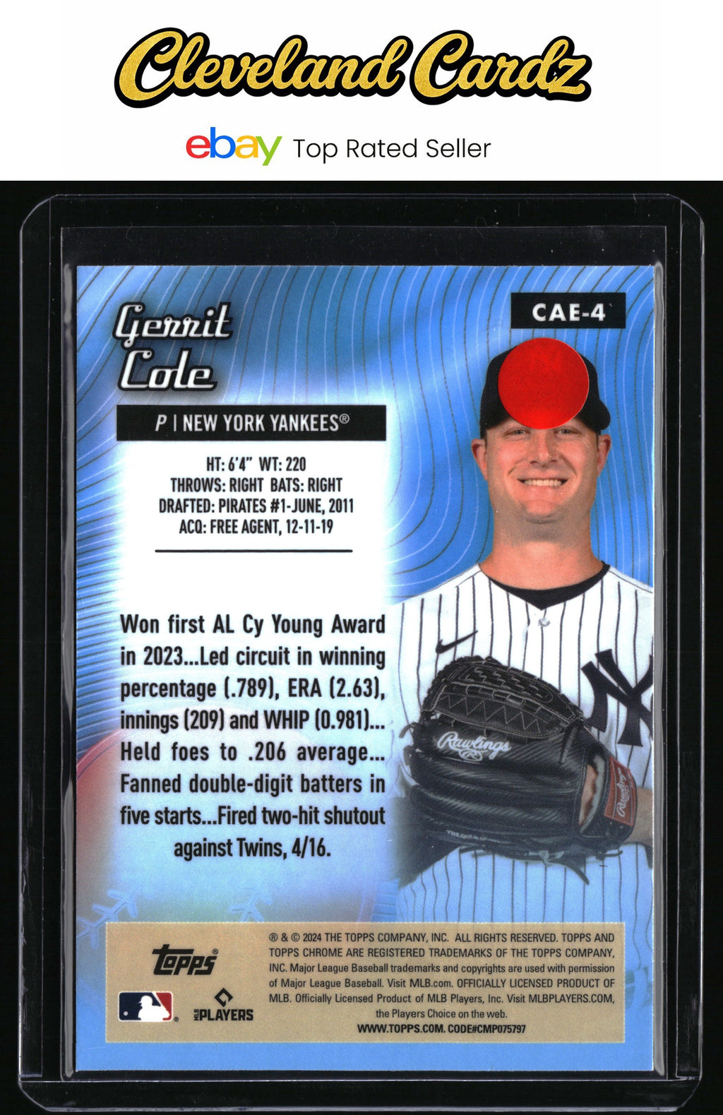 2024 Topps Chrome #CAE-4 Gerrit Cole Chrome All-Etch