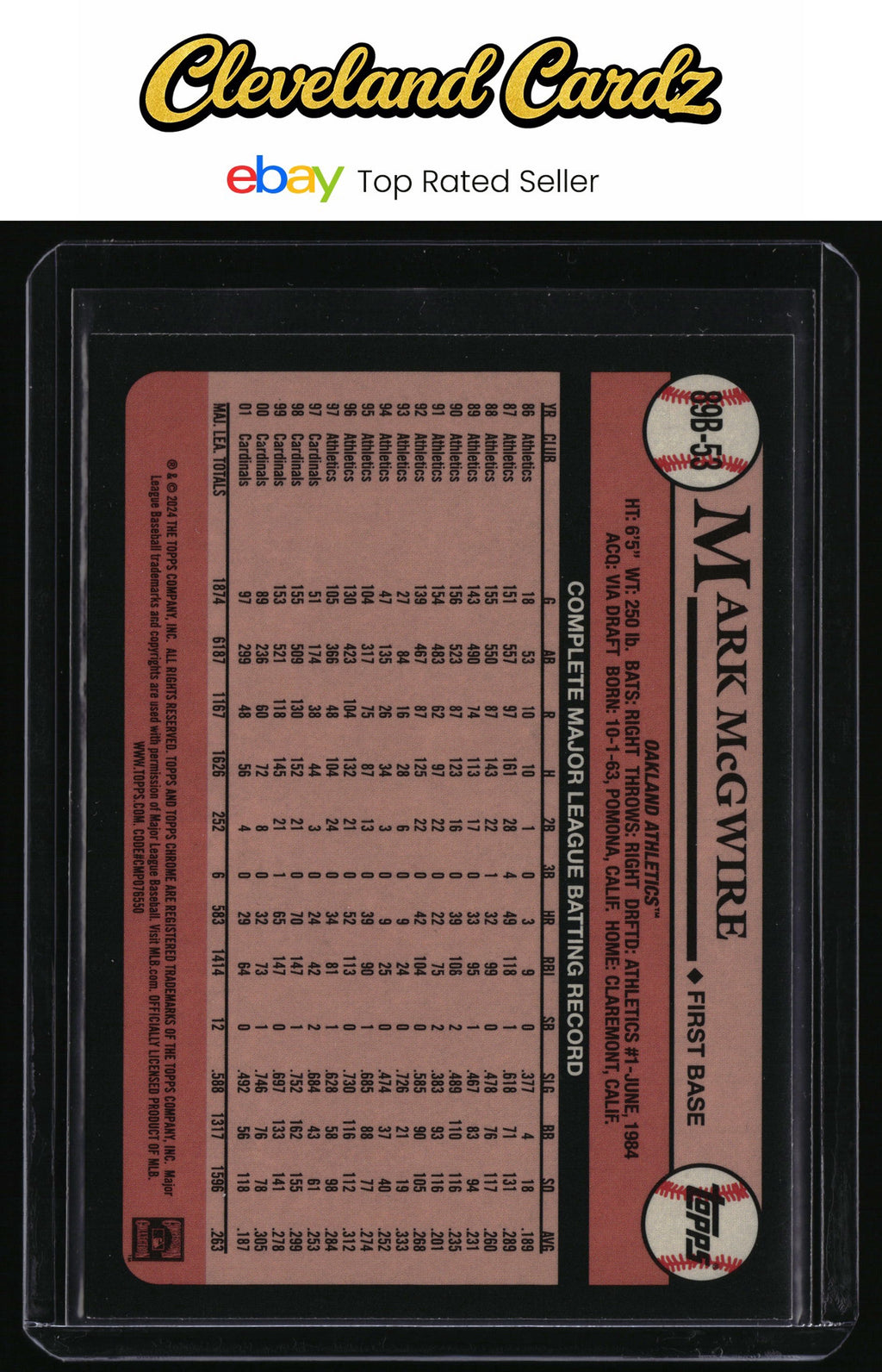 2024 Topps #89B-53 Mark McGwire 1989 Topps Baseball 35th Anniversary Foil