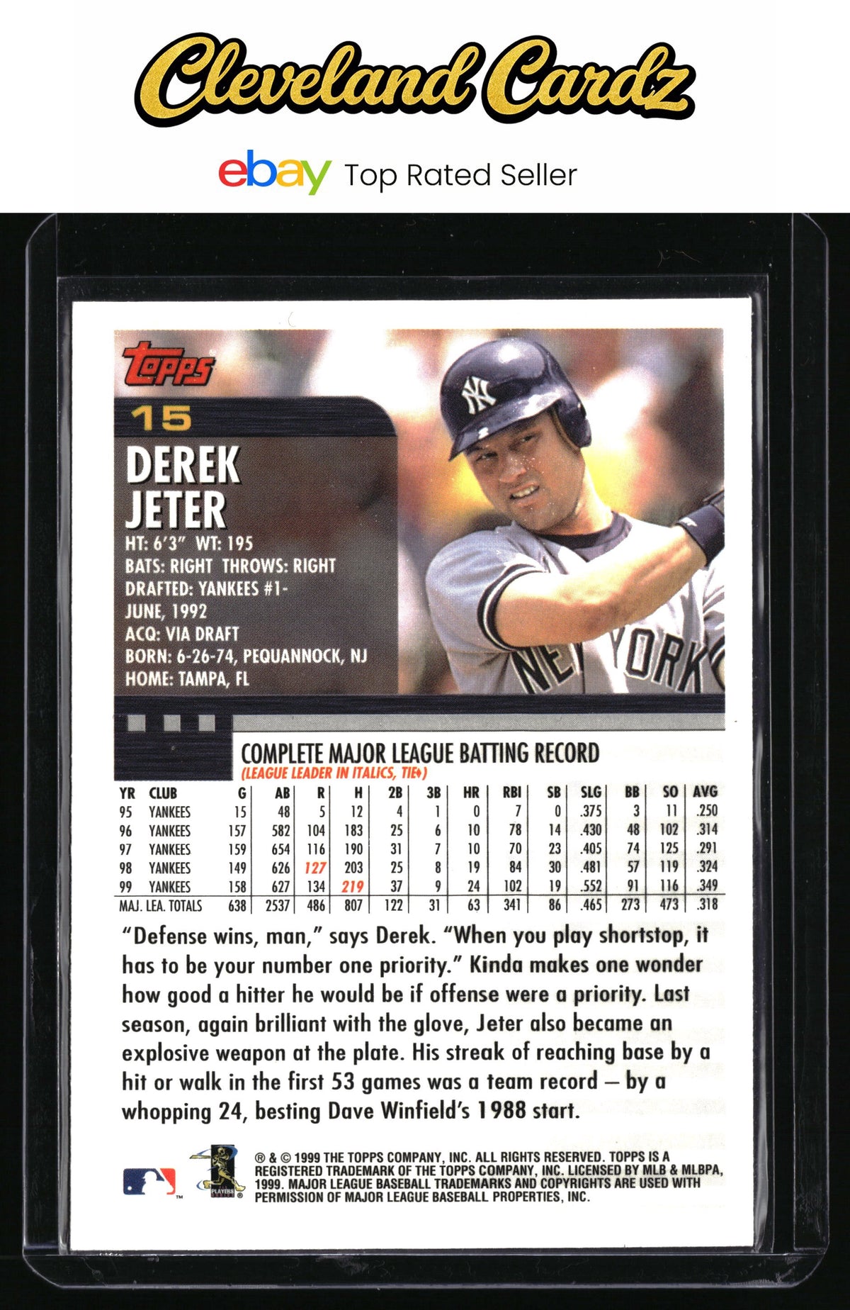 2000 Topps #15 Derek Jeter Limited
