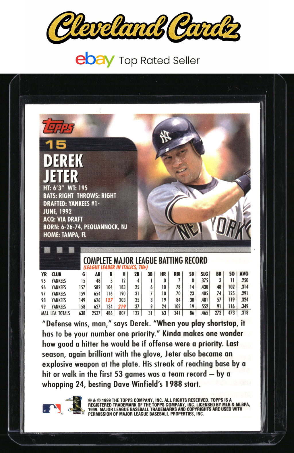 2000 Topps #15 Derek Jeter Limited