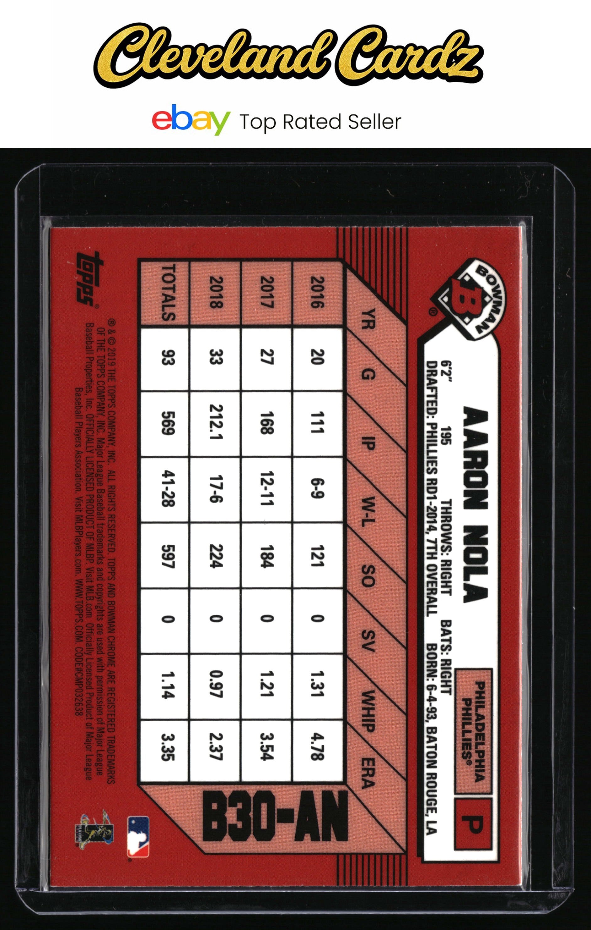 2019 Bowman #B30-AN Aaron Nola 30th Anniversary Bowman
