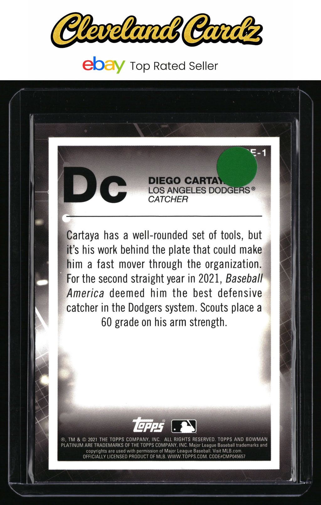 2021 Bowman Platinum #PE-1 Diego Cartaya Precious Elements