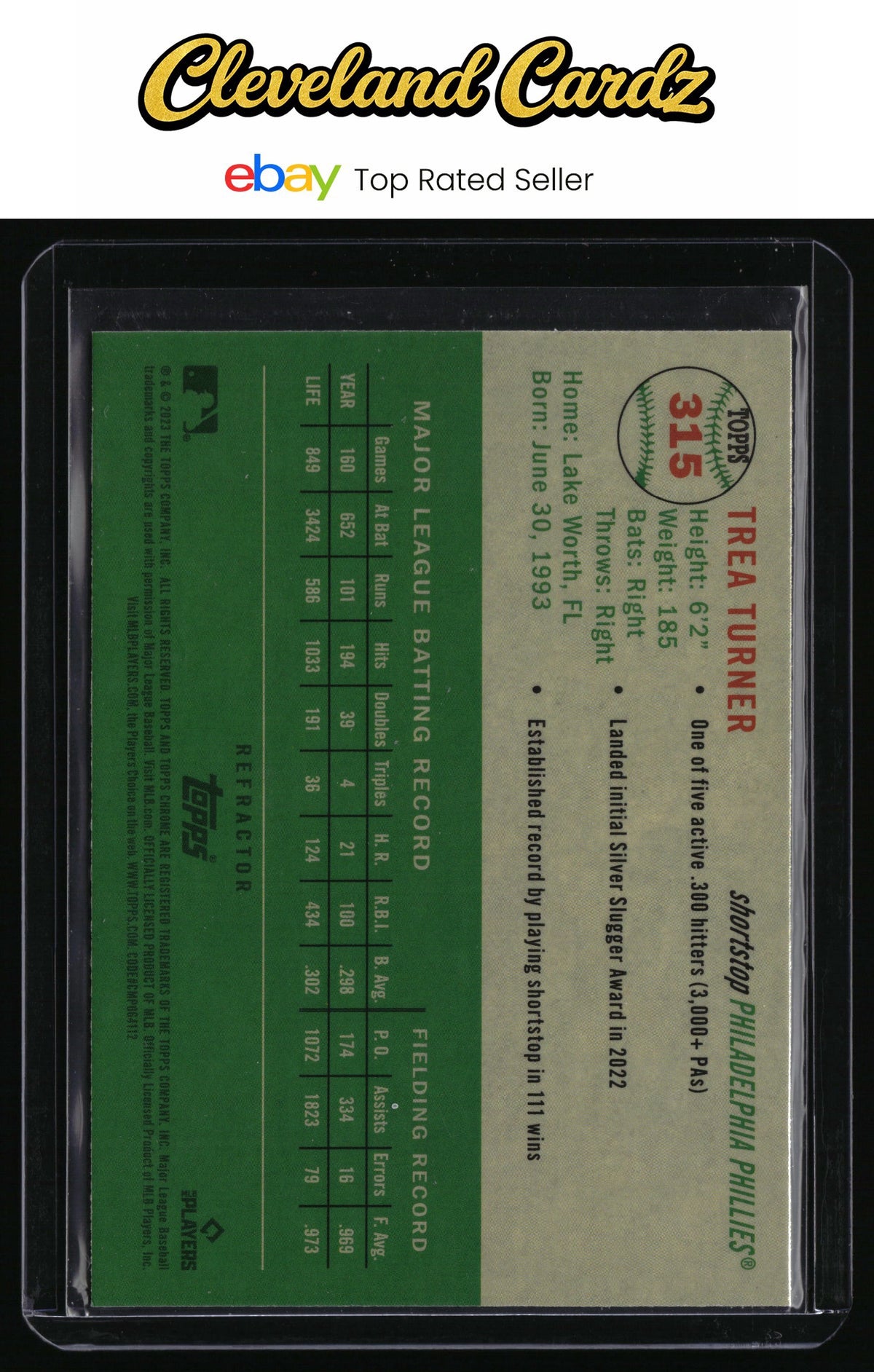 2023 Topps Chrome Platinum Anniversary #315 Trea Turner Refractors
