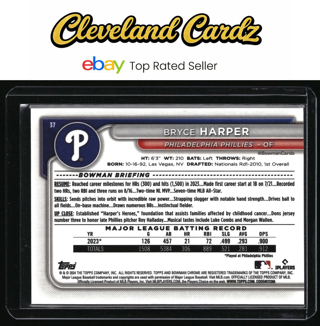 2024 Bowman #37 Bryce Harper Chrome Mojo Refractors