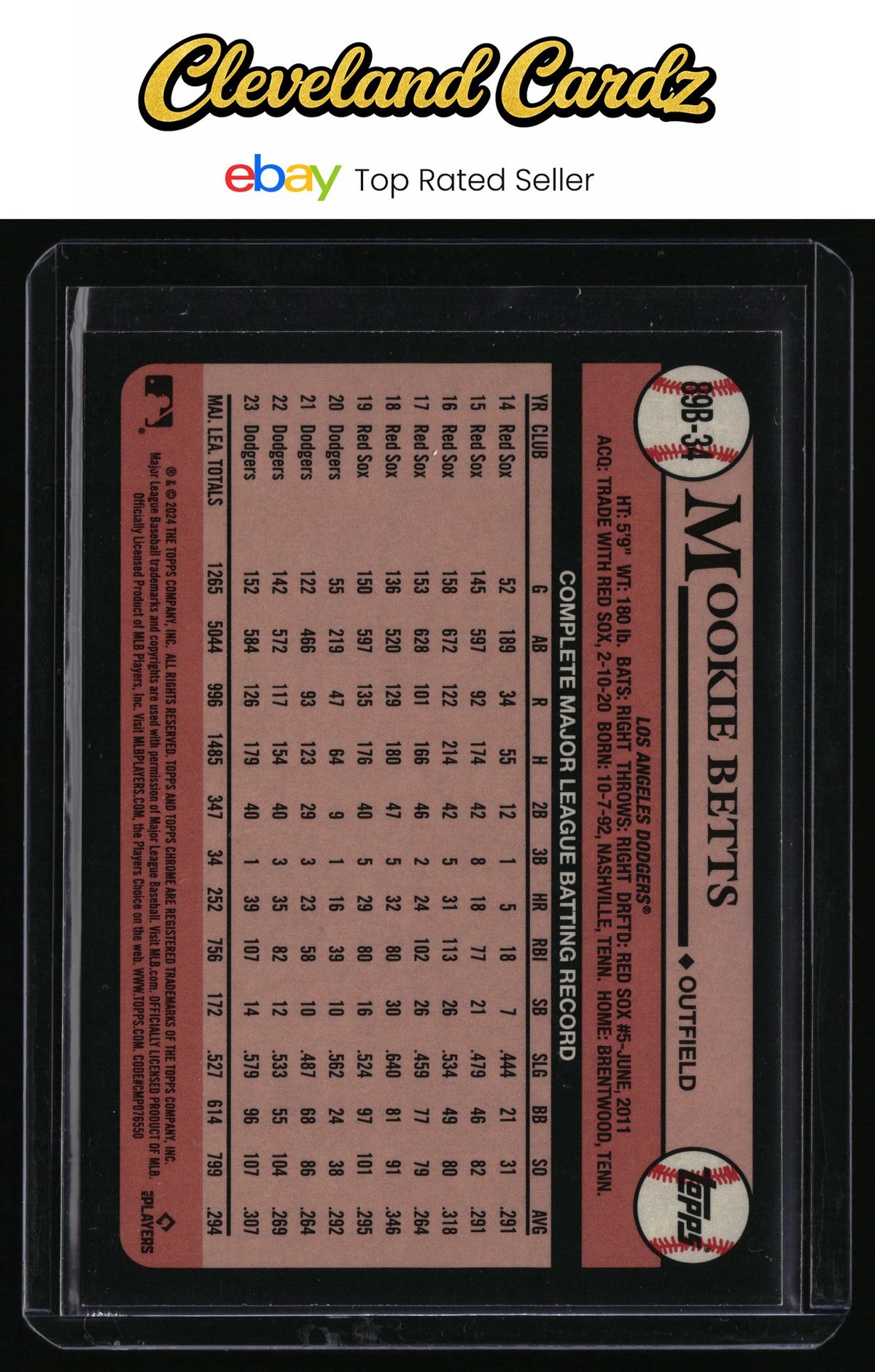 2024 Topps #89B-34 Mookie Betts 1989 Topps Baseball 35th Anniversary Foil