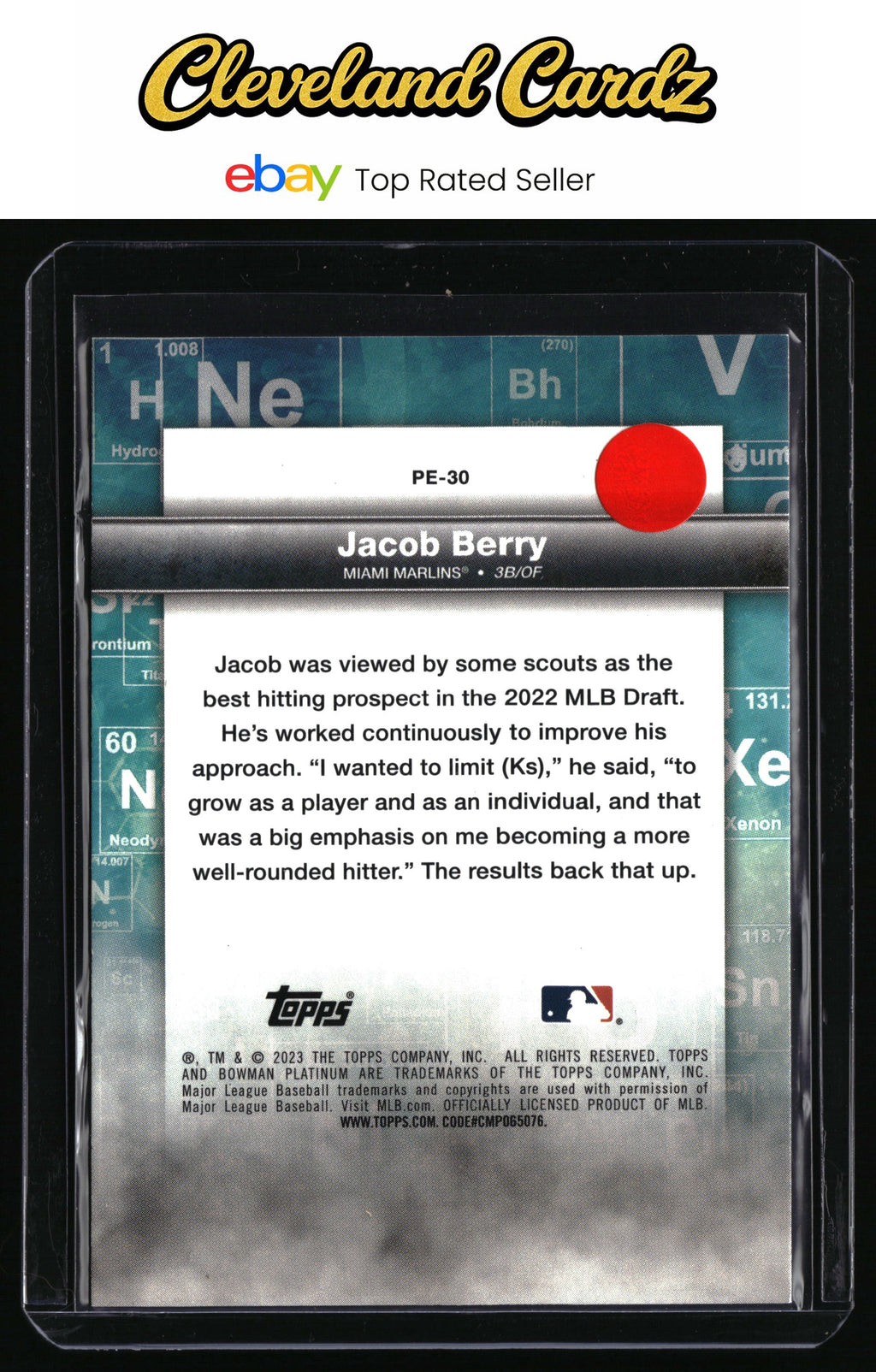2023 Bowman Platinum #PE-30 Jacob Berry Precious Elements