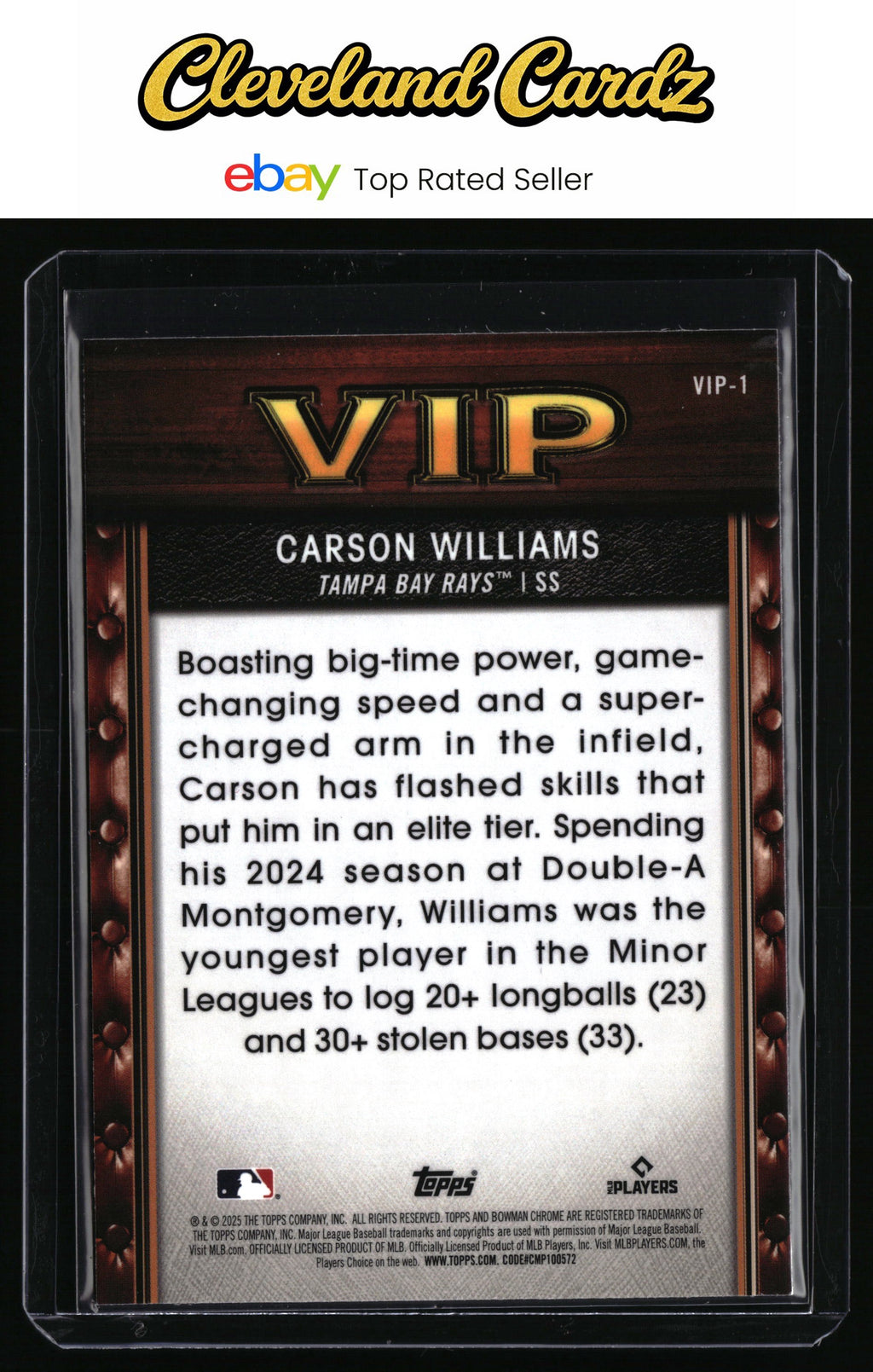 2025 Bowman #VIP-1 Carson Williams Very Important Prospects