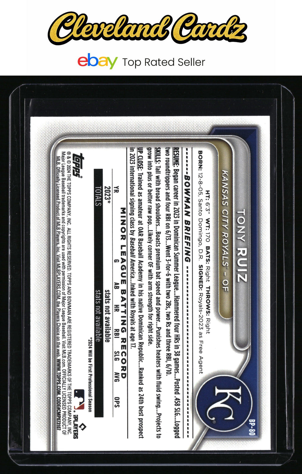 2024 Bowman #BP-80 Tony Ruiz Prospects Neon Green #/399