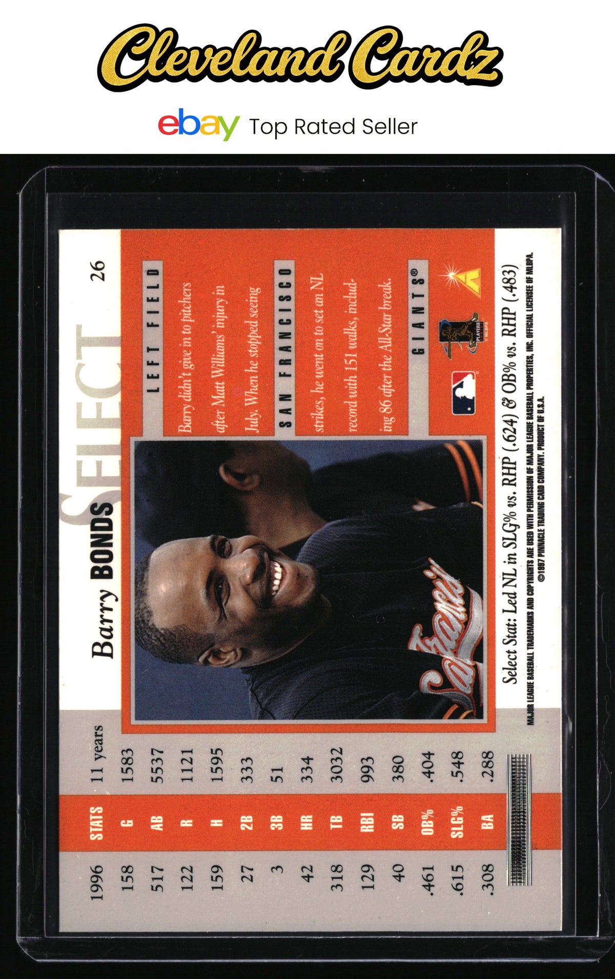 1997 Select #26 Barry Bonds