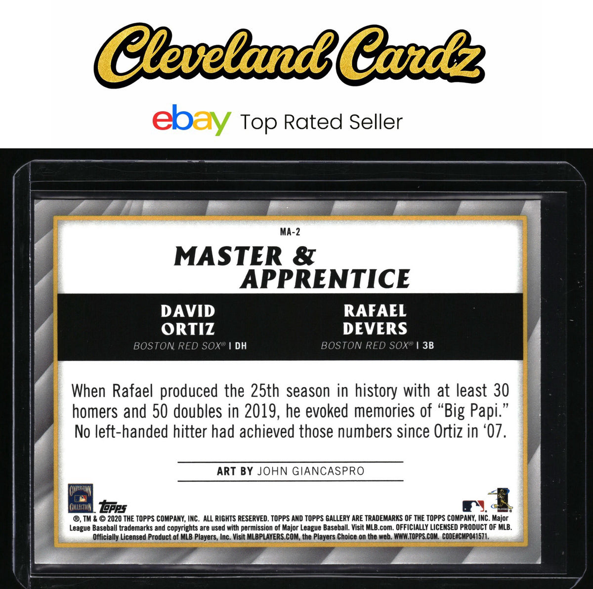 2020 Topps Gallery #MA-2 David Ortiz / Rafael Devers Master & Apprentice
