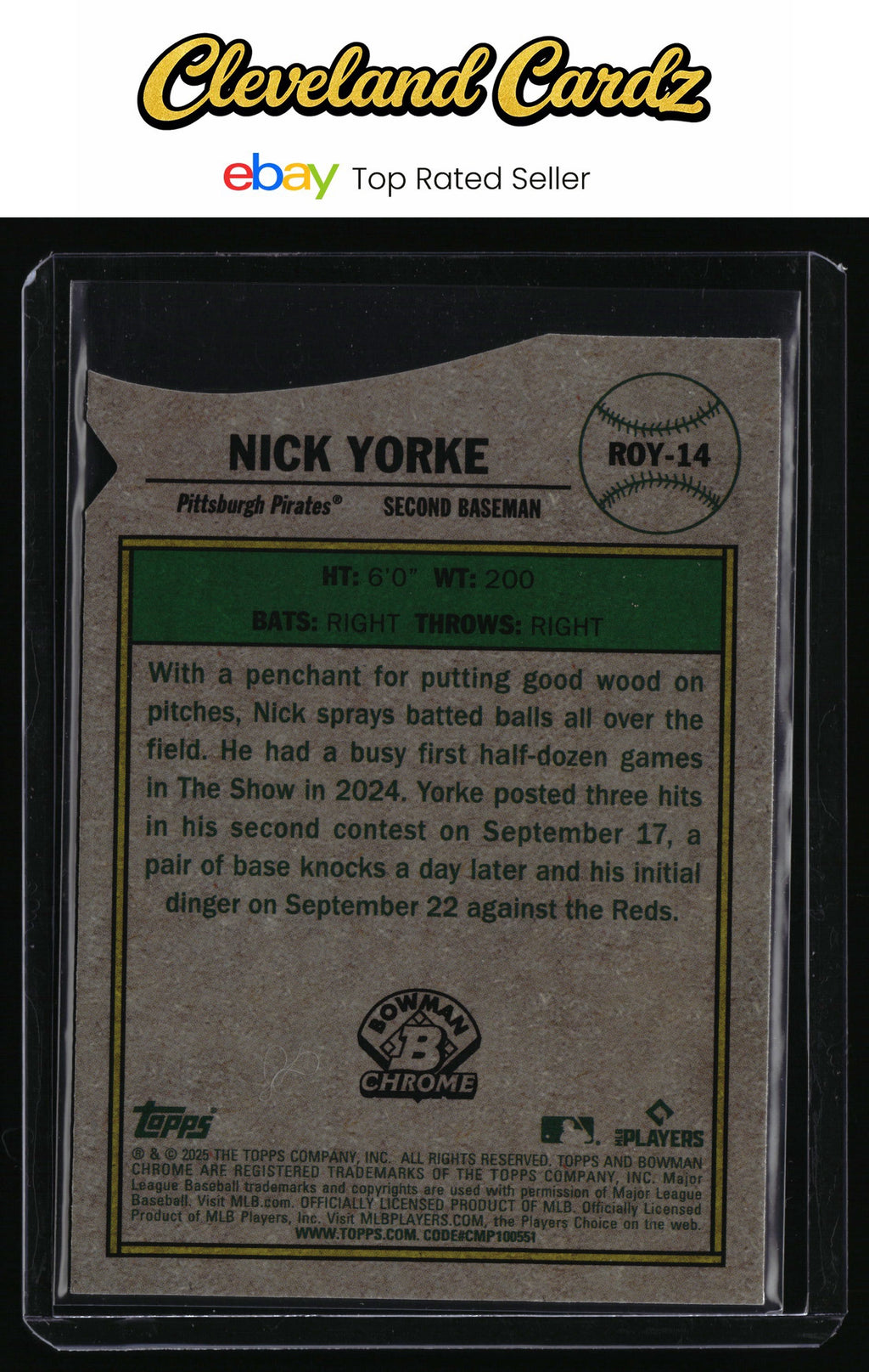 2025 Bowman #ROY-14 Nick Yorke Rookie of the Year Favorites