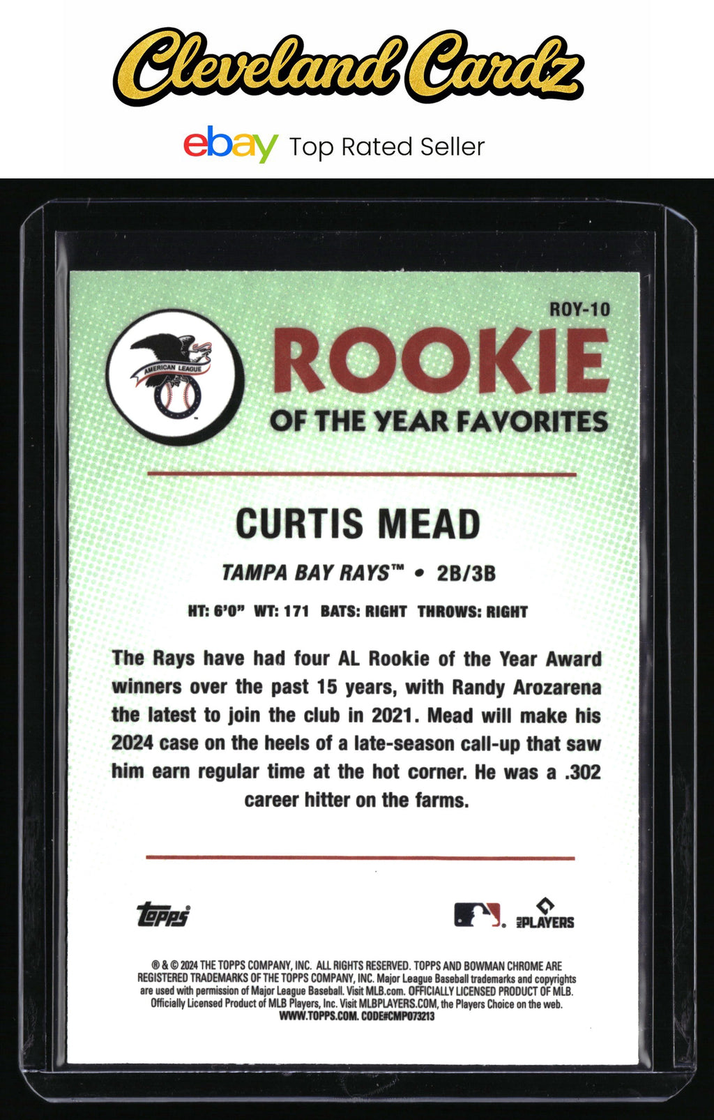 2024 Bowman #ROY-10 Curtis Mead Rookie of the Year Favorites