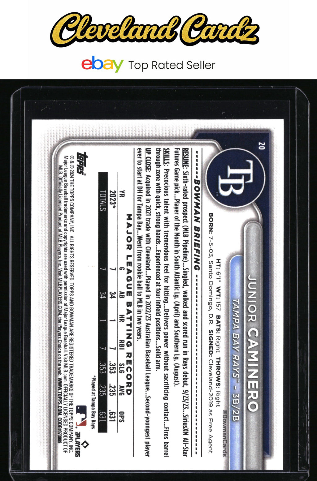 2024 Bowman #20 Junior Caminero
