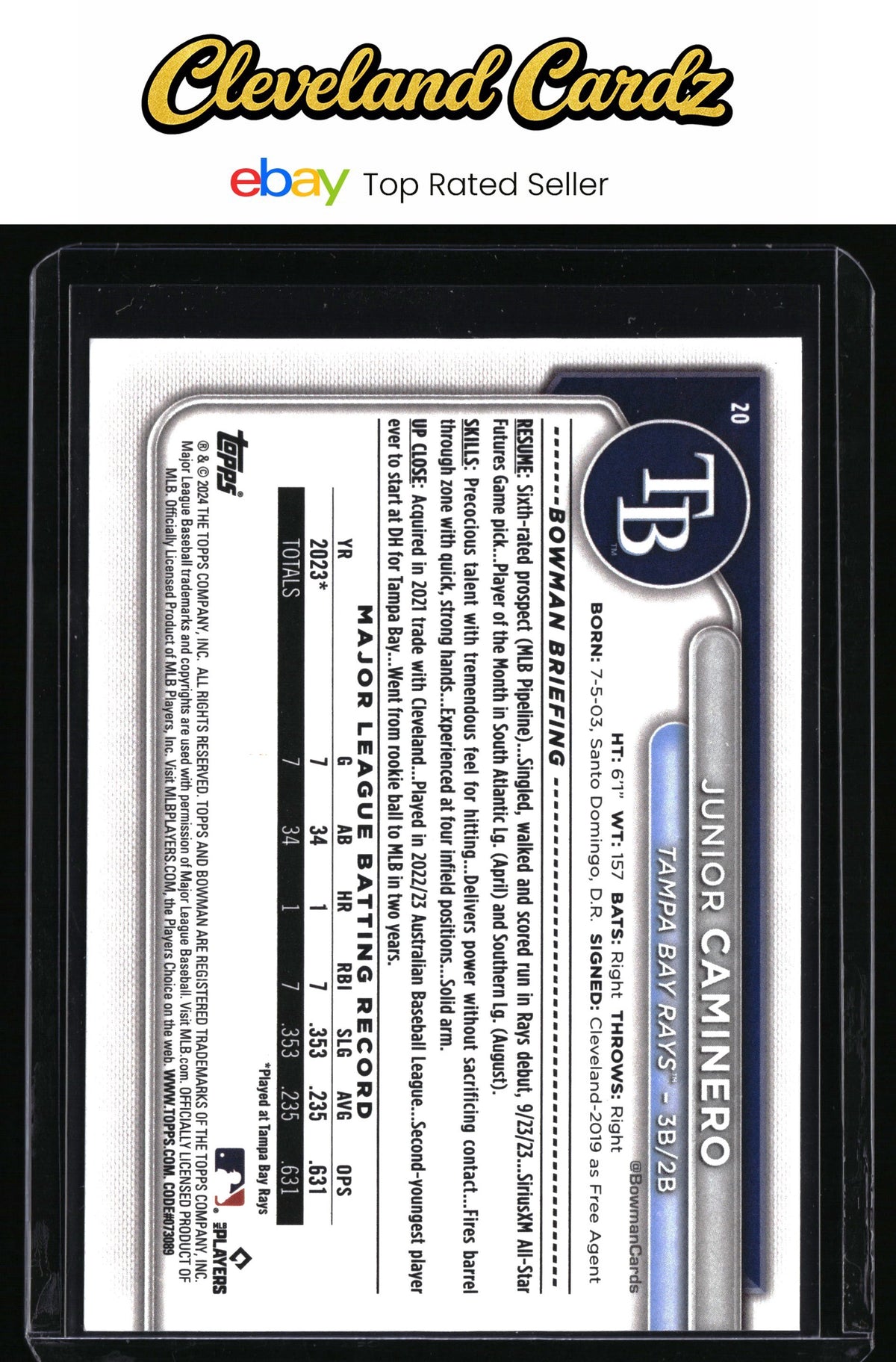 2024 Bowman #20 Junior Caminero