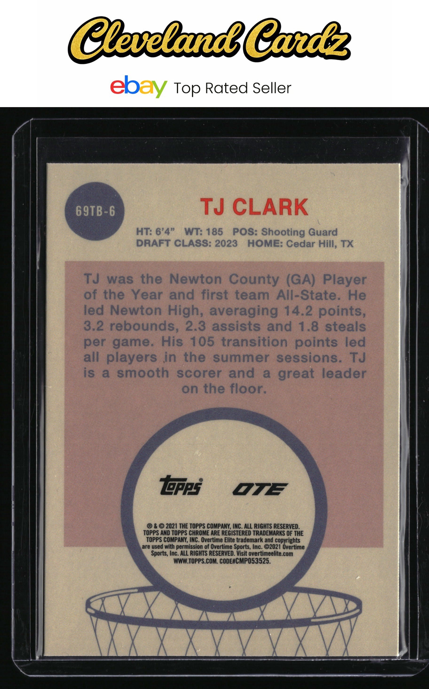 2021-22 Topps Chrome Overtime Elite #69TB-6 TJ Clark 1969 Topps Basketball