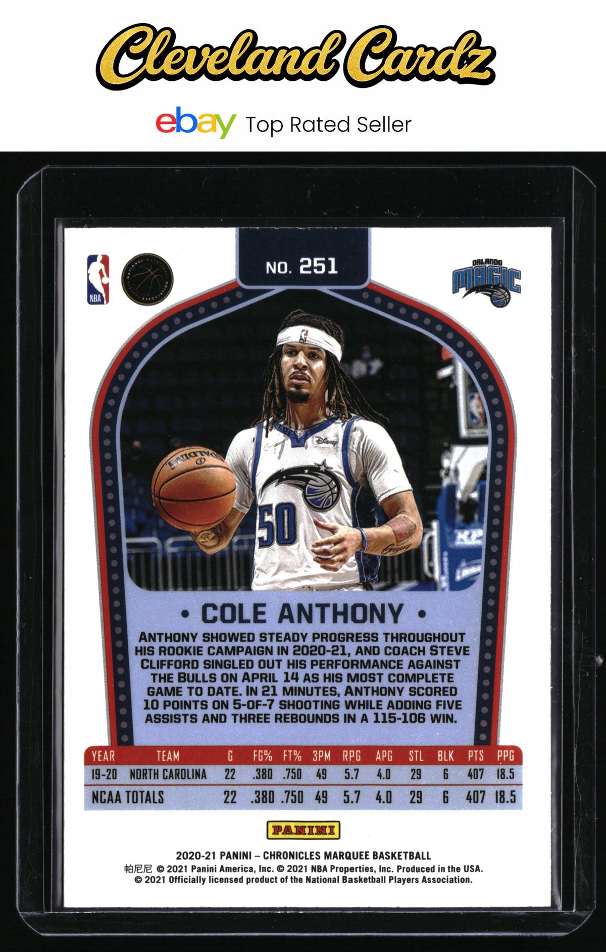 2020-21 Panini Chronicles #251 Cole Anthony Bronze