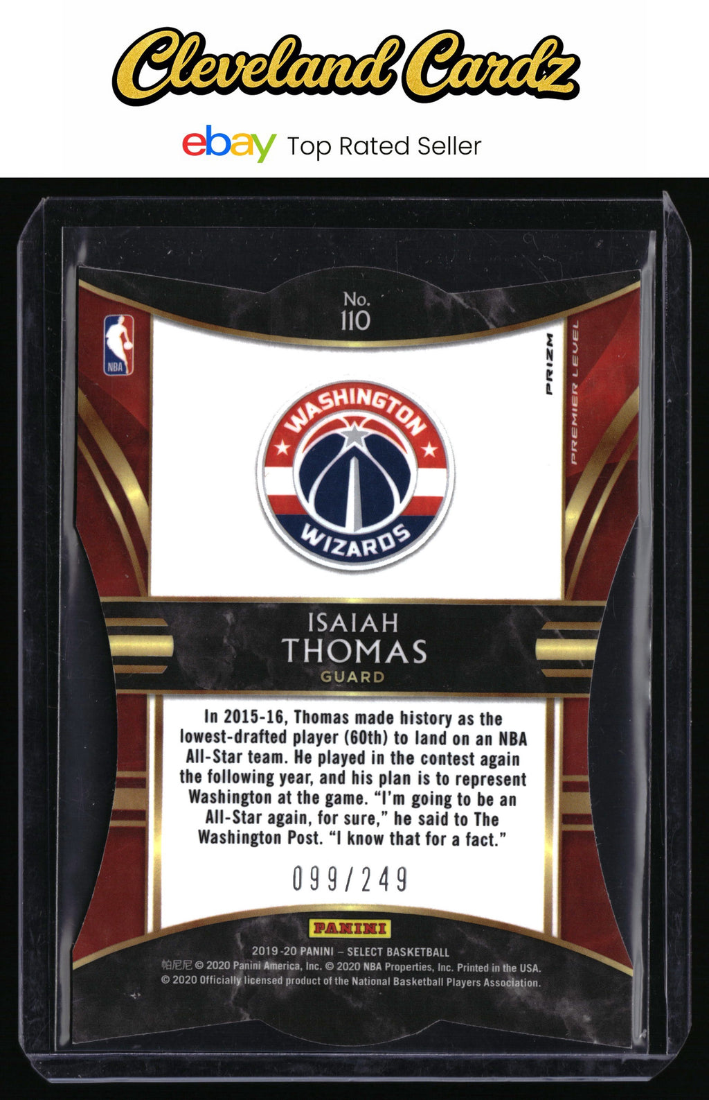 2019-20 Panini Select #110 Isaiah Thomas Blue Prizms Die Cut #/249