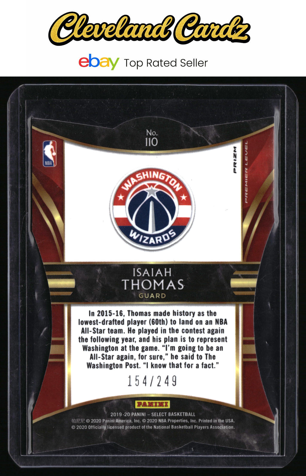2019-20 Panini Select #110 Isaiah Thomas Blue Prizms Die Cut #/249