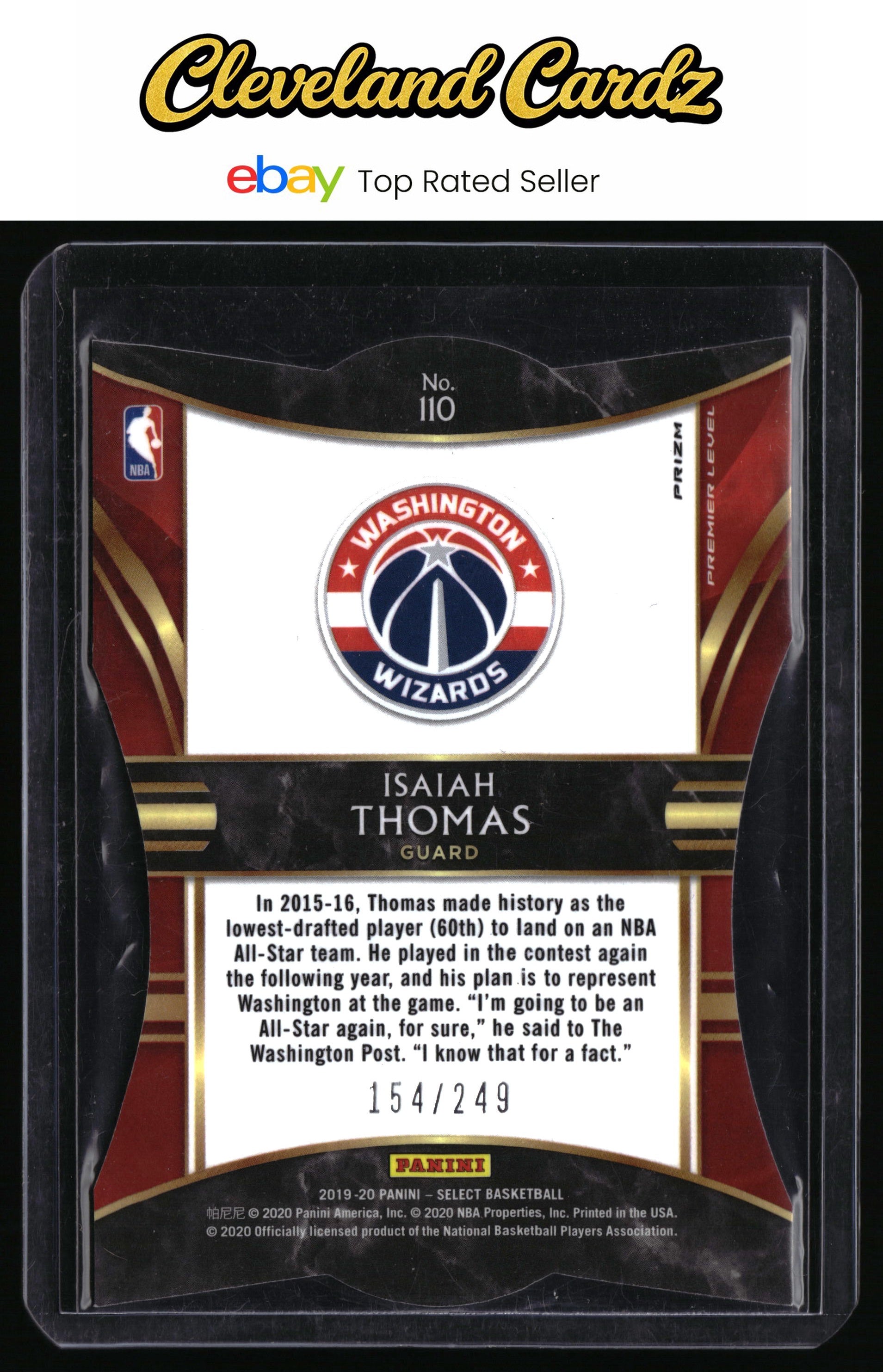 2019-20 Panini Select #110 Isaiah Thomas Blue Prizms Die Cut #/249