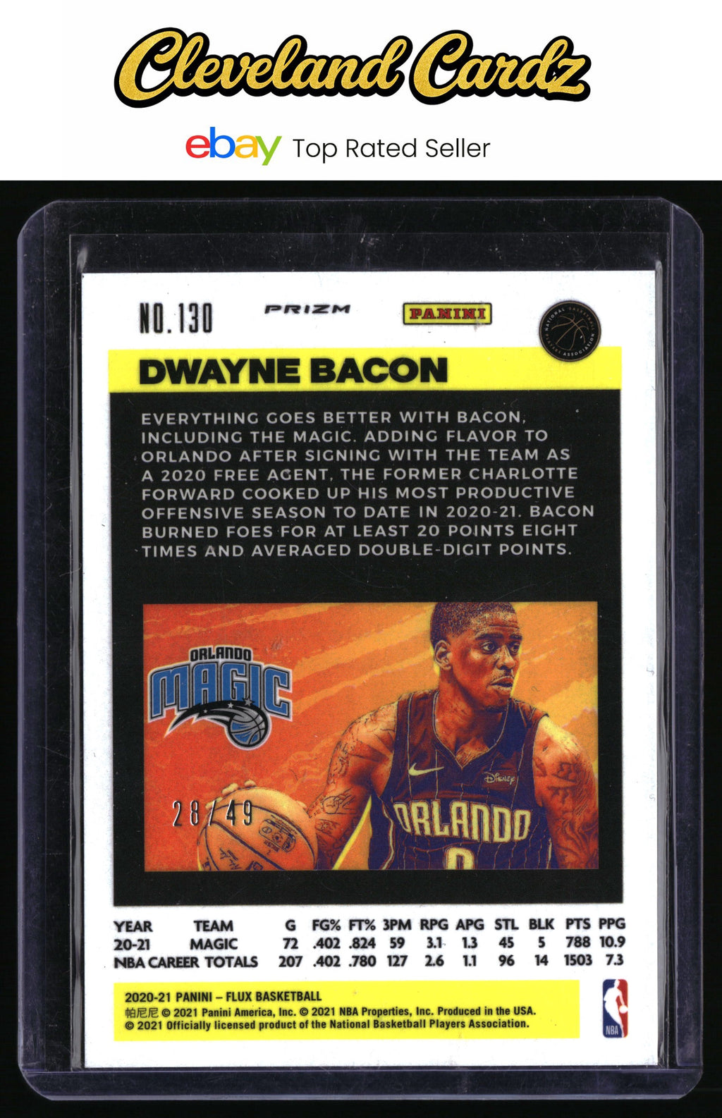 2020-21 Panini Flux #130 Dwayne Bacon Solar Eclipse #/49