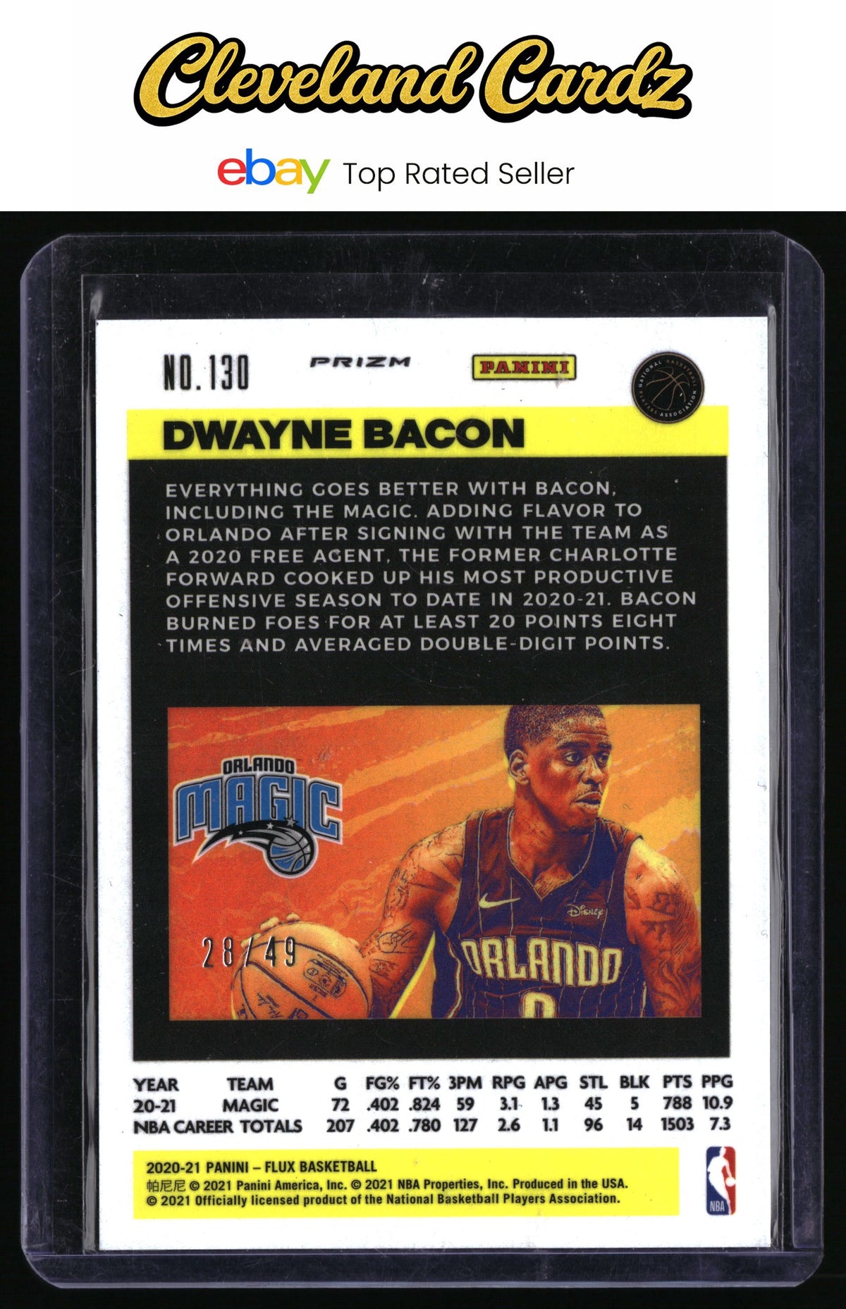 2020-21 Panini Flux #130 Dwayne Bacon Solar Eclipse #/49
