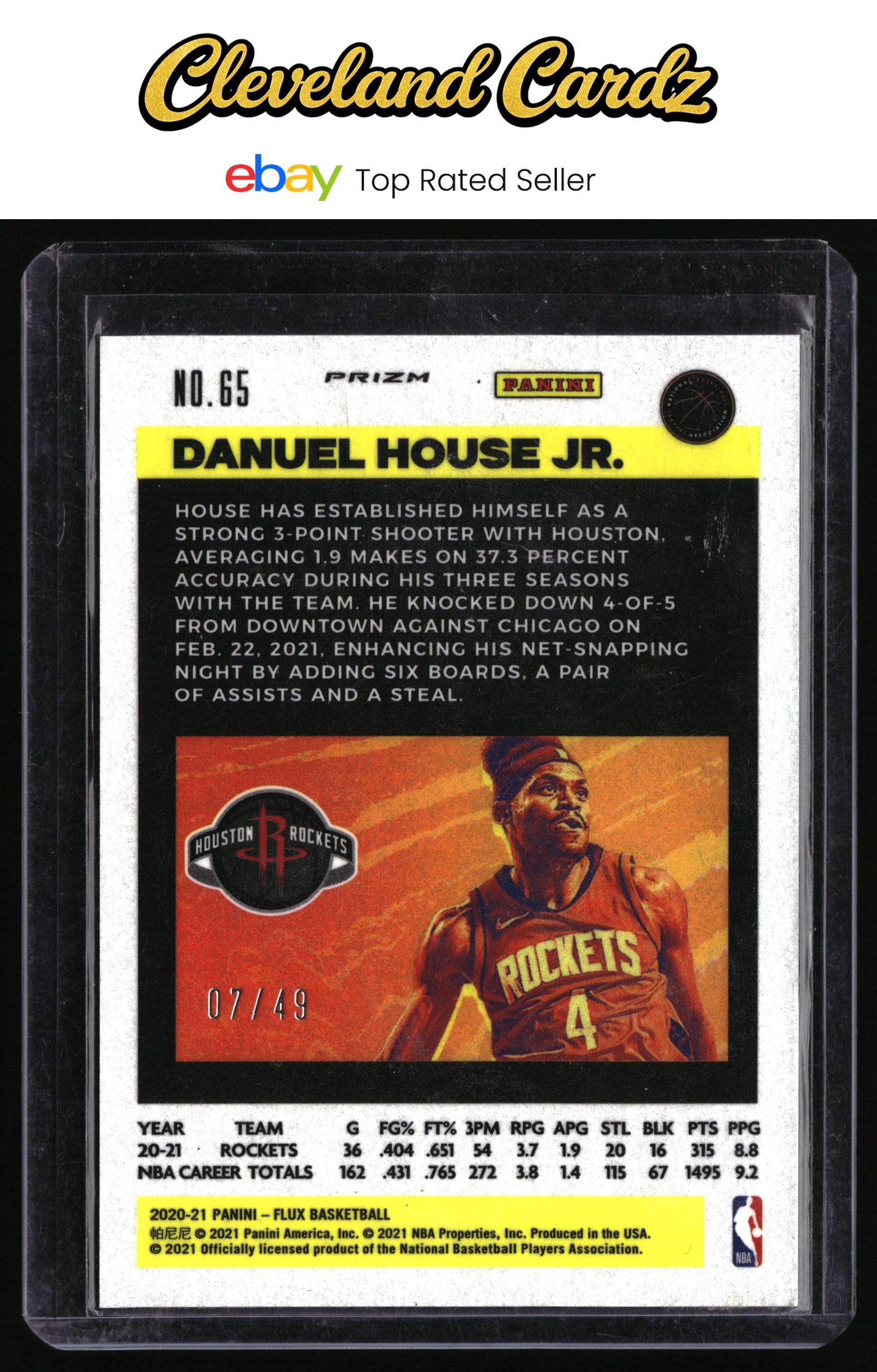 2020-21 Panini Flux #65 Danuel House Jr. Solar Eclipse #/49