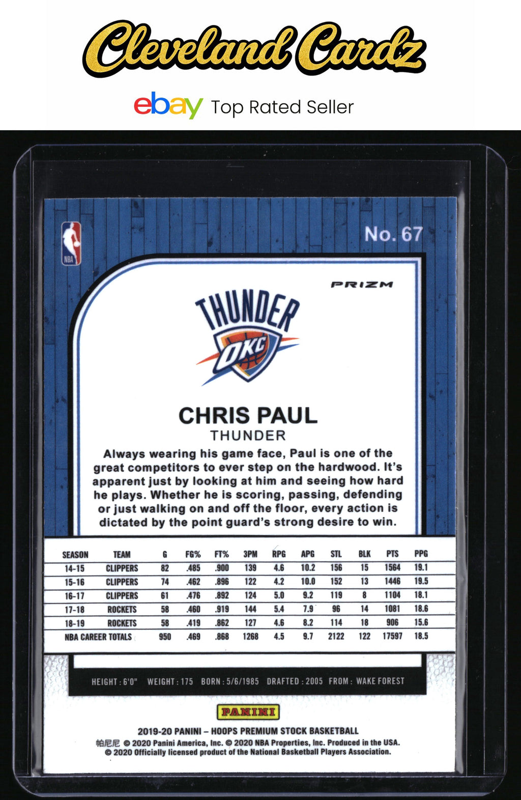 2019-20 Hoops Premium Stock #67 Chris Paul Prizms Flash