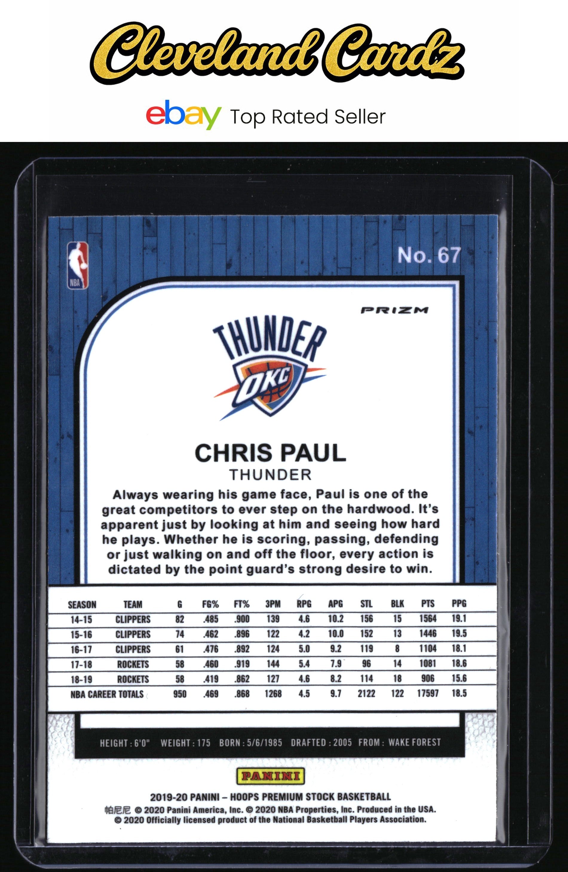 2019-20 Hoops Premium Stock #67 Chris Paul Prizms Flash