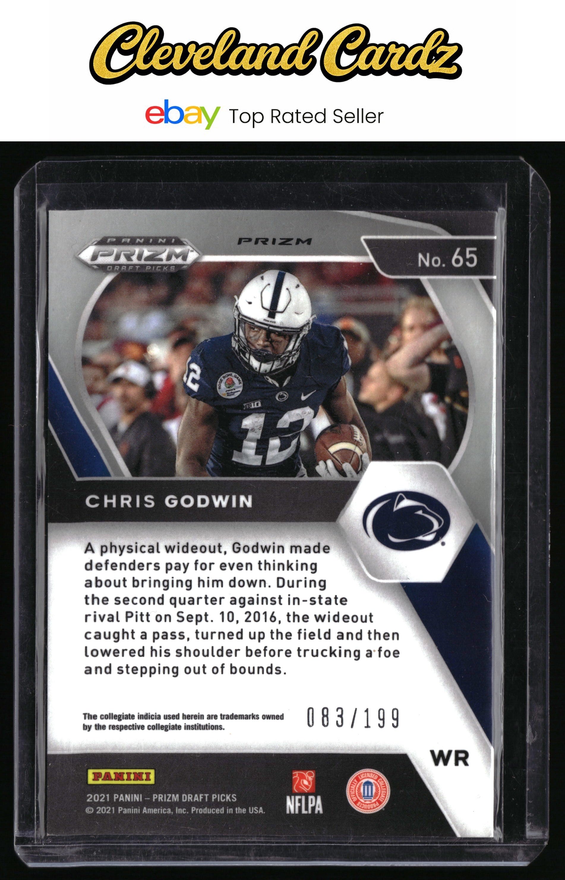 2021 Panini Prizm Draft Picks Collegiate #65 Chris Godwin Blue #/199