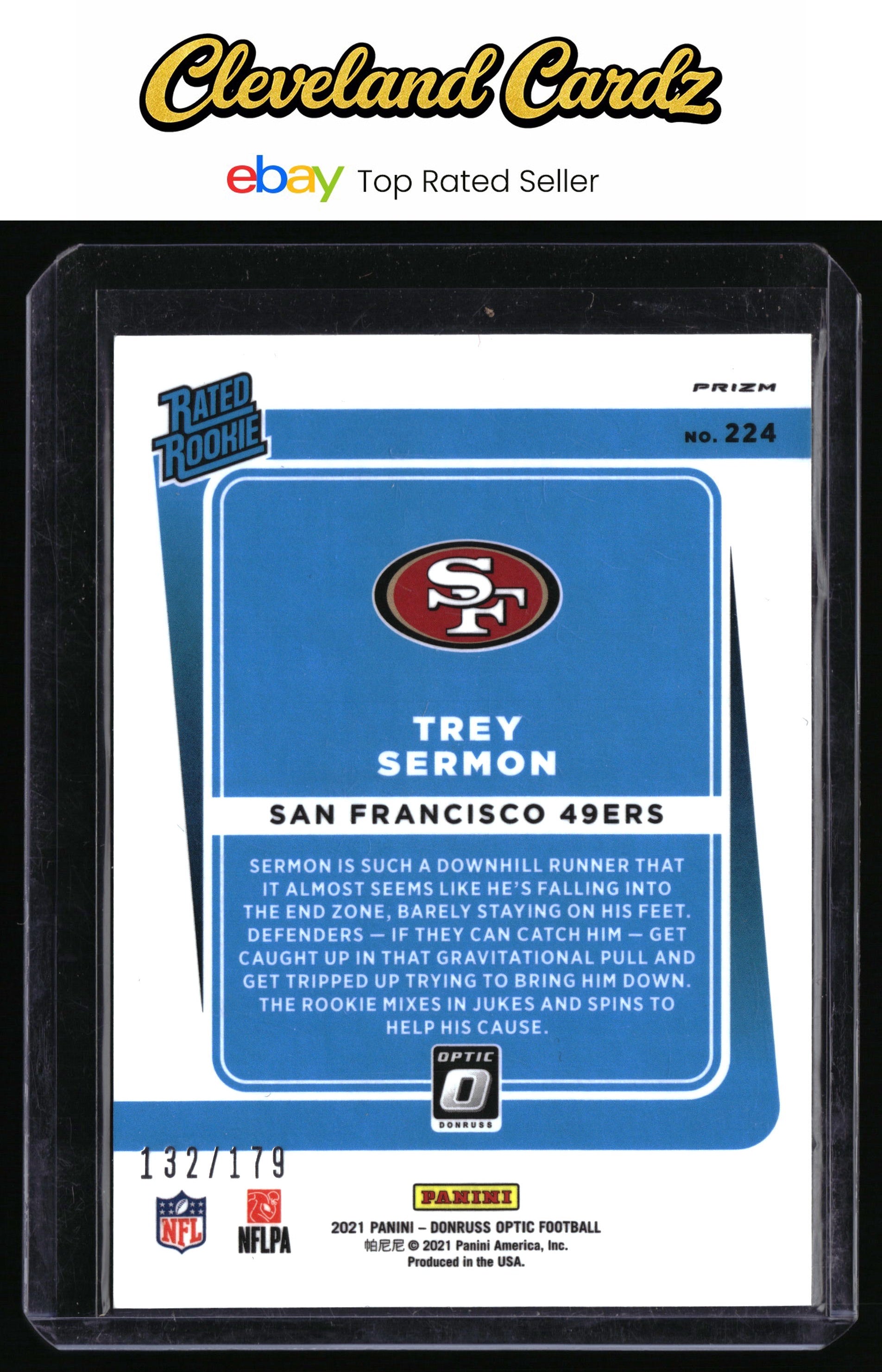 2021 Donruss Optic #224 Trey Sermon Blue #/179