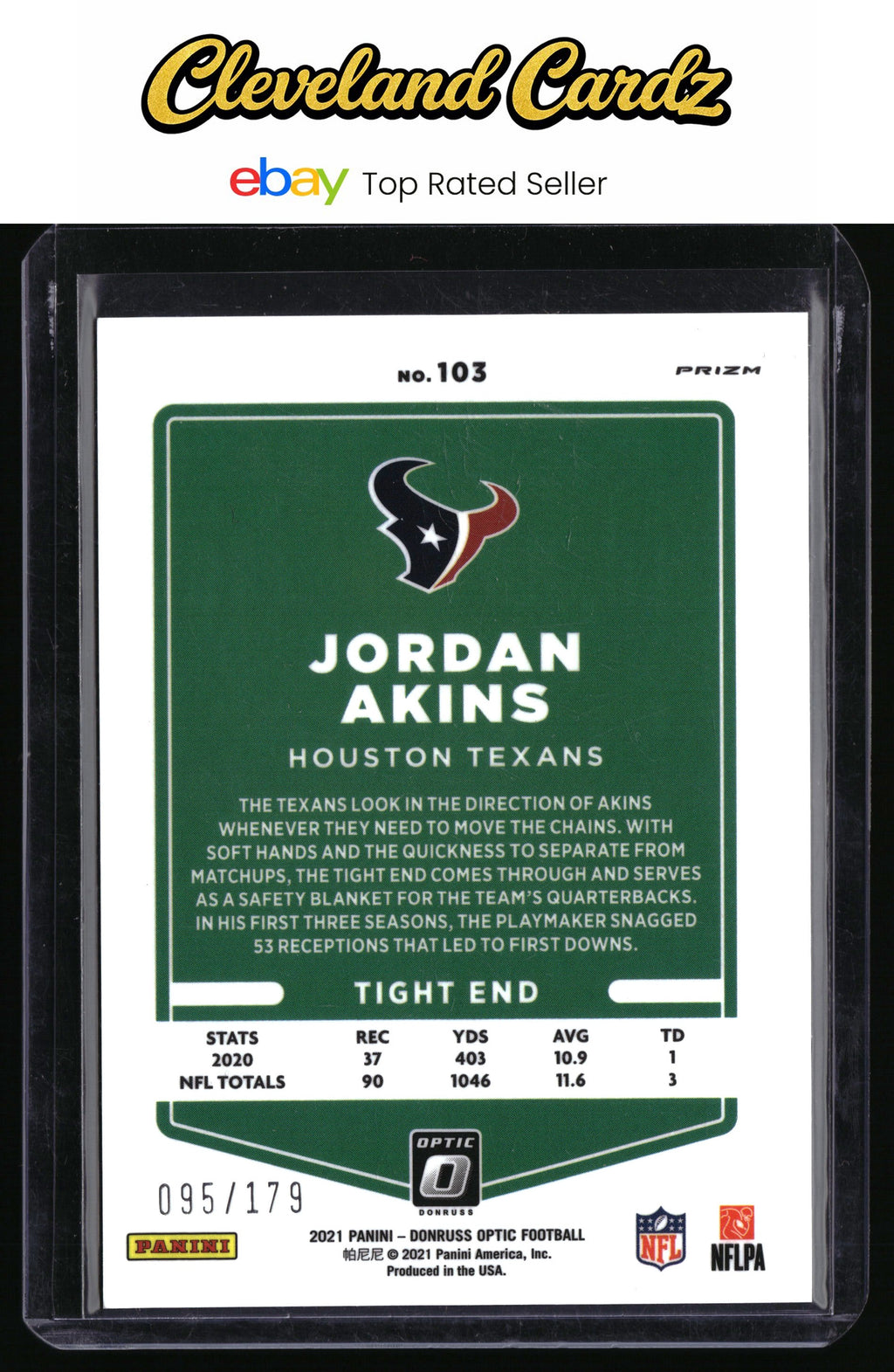 2021 Donruss Optic #103 Jordan Akins Blue #/179