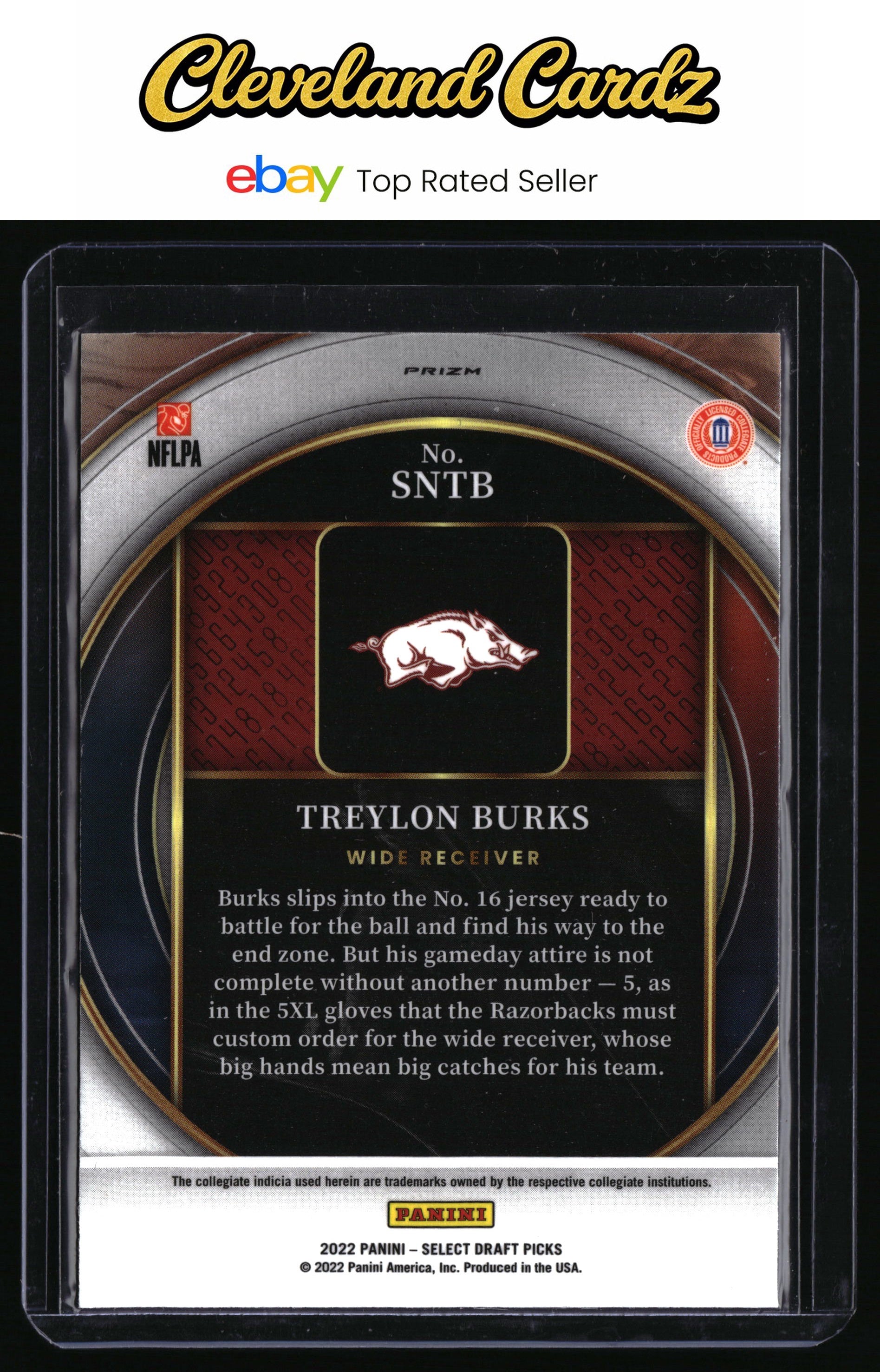 2022 Panini Select Draft Picks #SNTB Treylon Burks Select Numbers