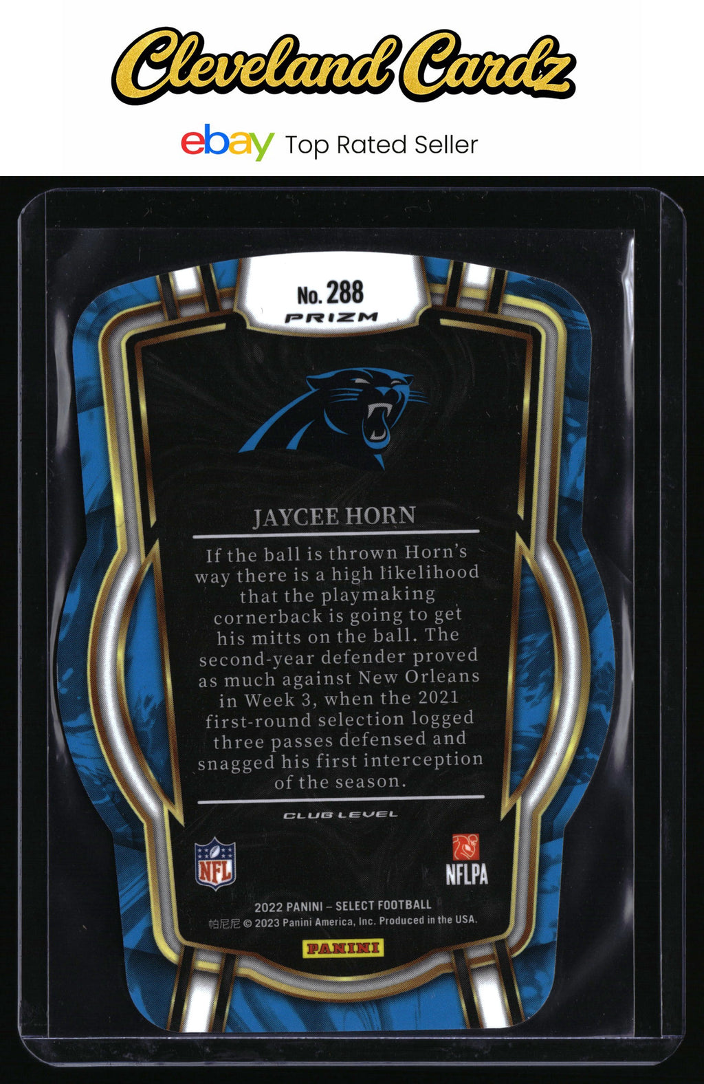 2022 Panini Select #288 Jaycee Horn White Prizm #/35