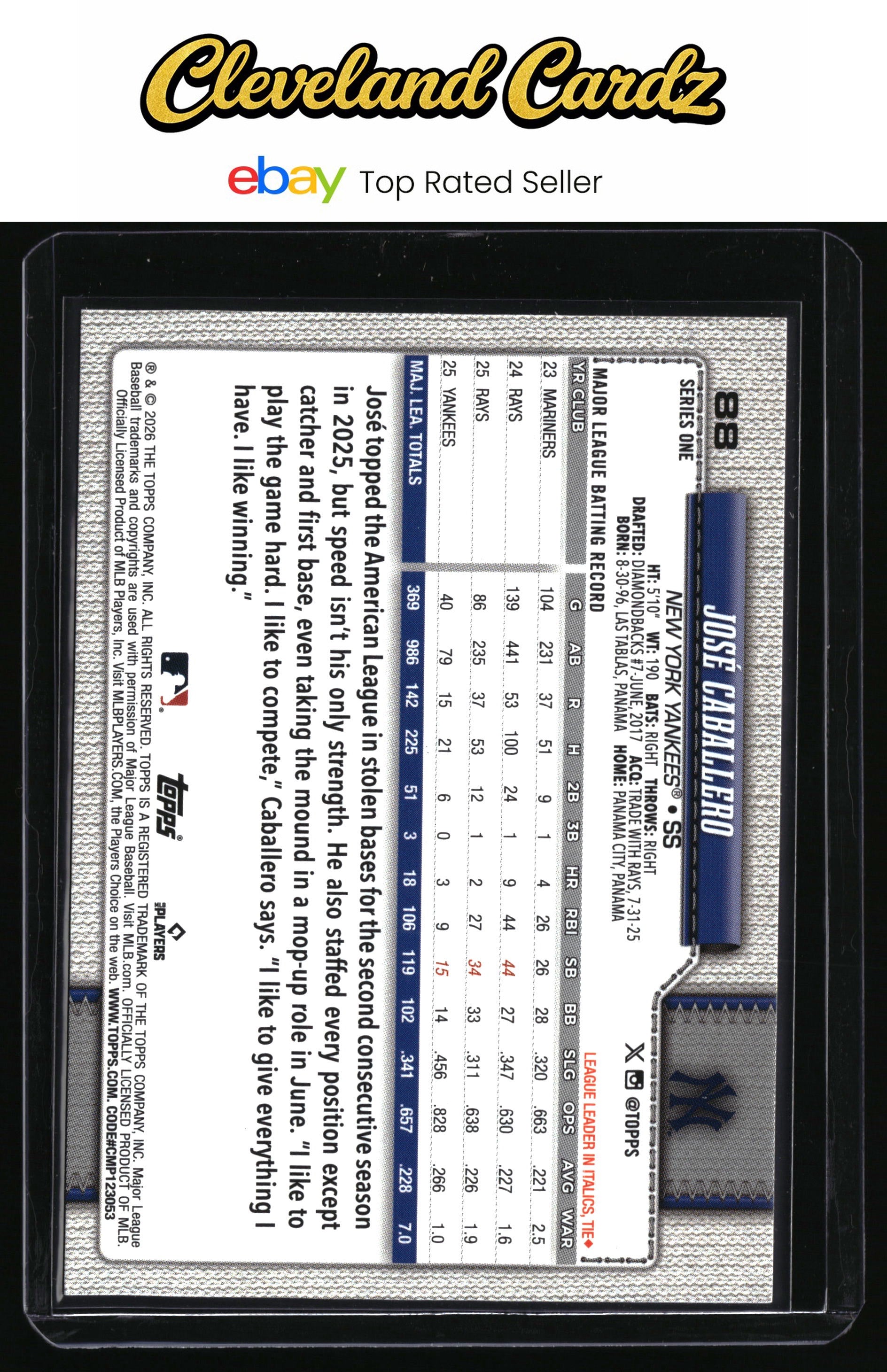 2026 Topps #88 José Caballero Spring Training